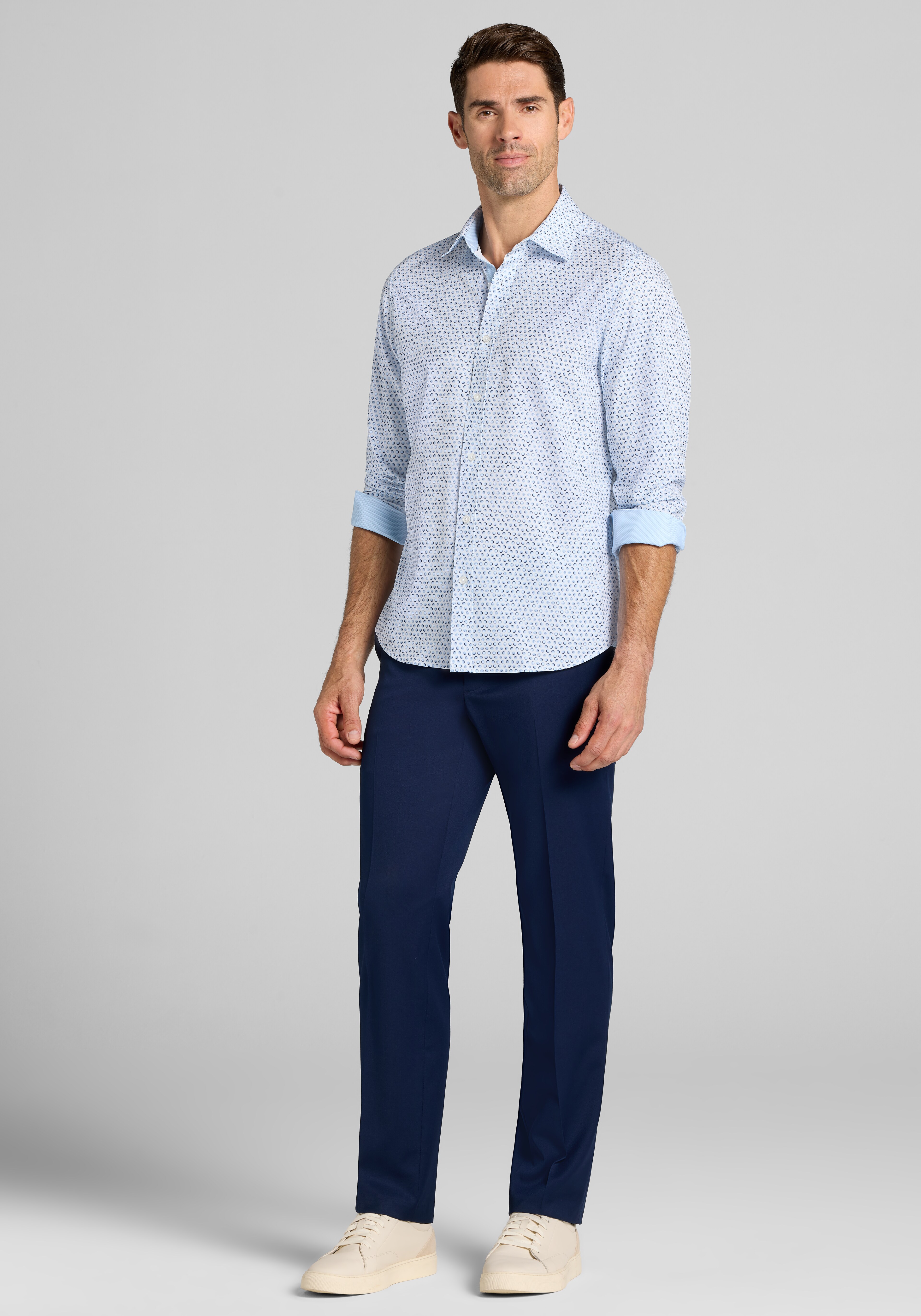 CON.STRUCT Slim Fit Circle Dot 4-Way Stretch Button Up Shirt CLEARANCE