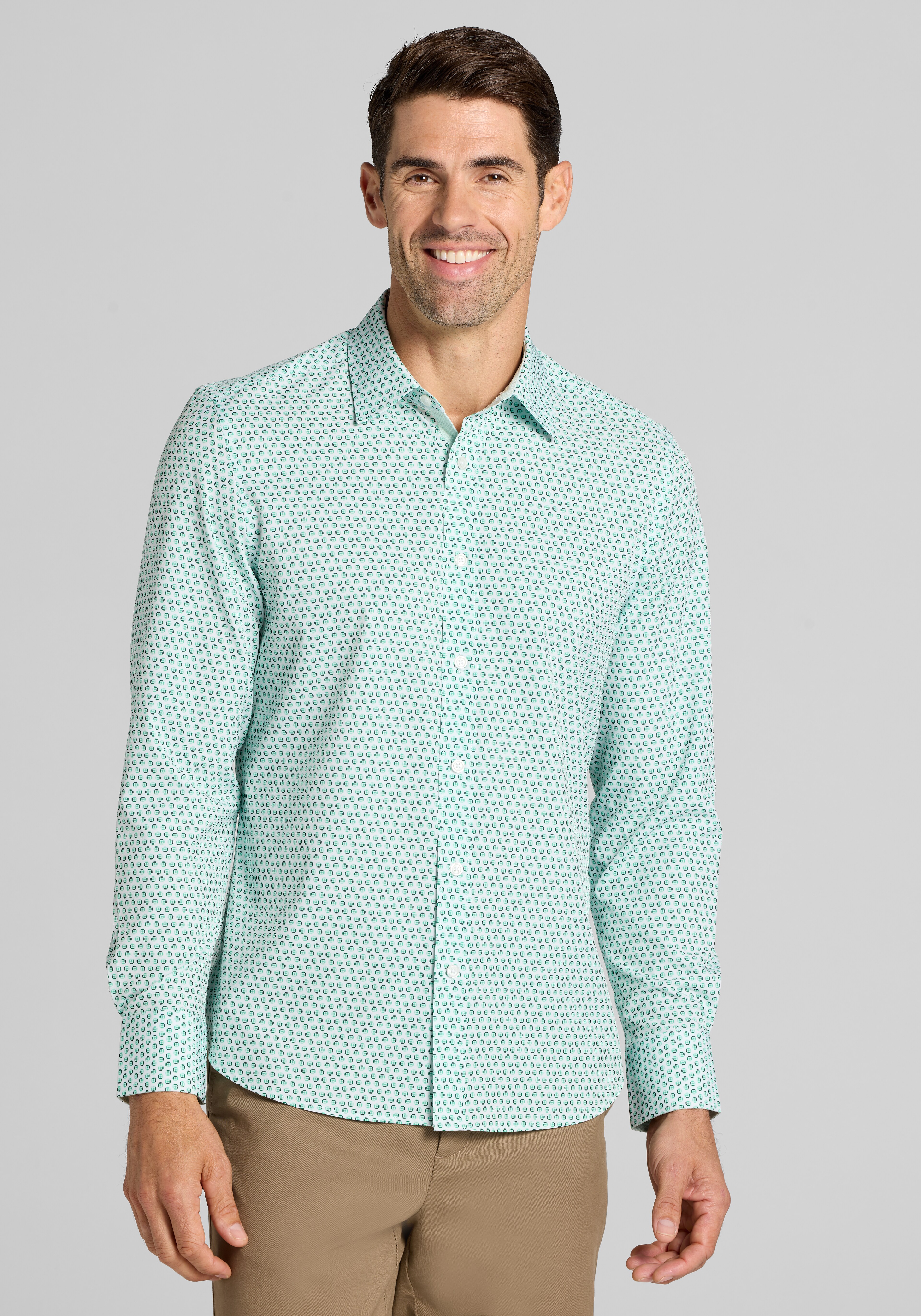 Con.Struct Slim Fit Circle 4- Way Stretch Long Sleeve Button Up Shirt CLEARANCE