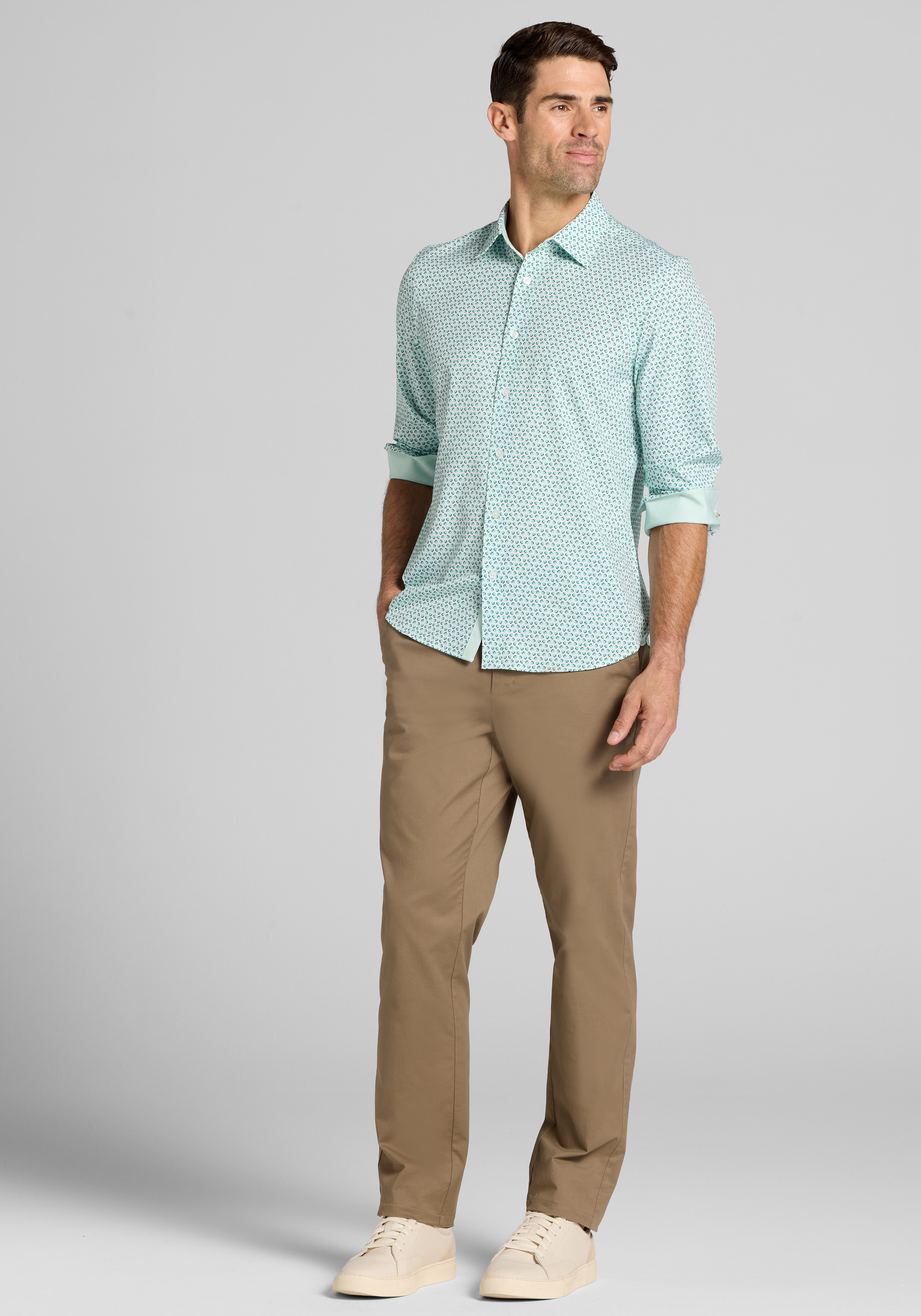 Con.Struct Slim Fit Circle 4- Way Stretch Long Sleeve Button Up Shirt CLEARANCE