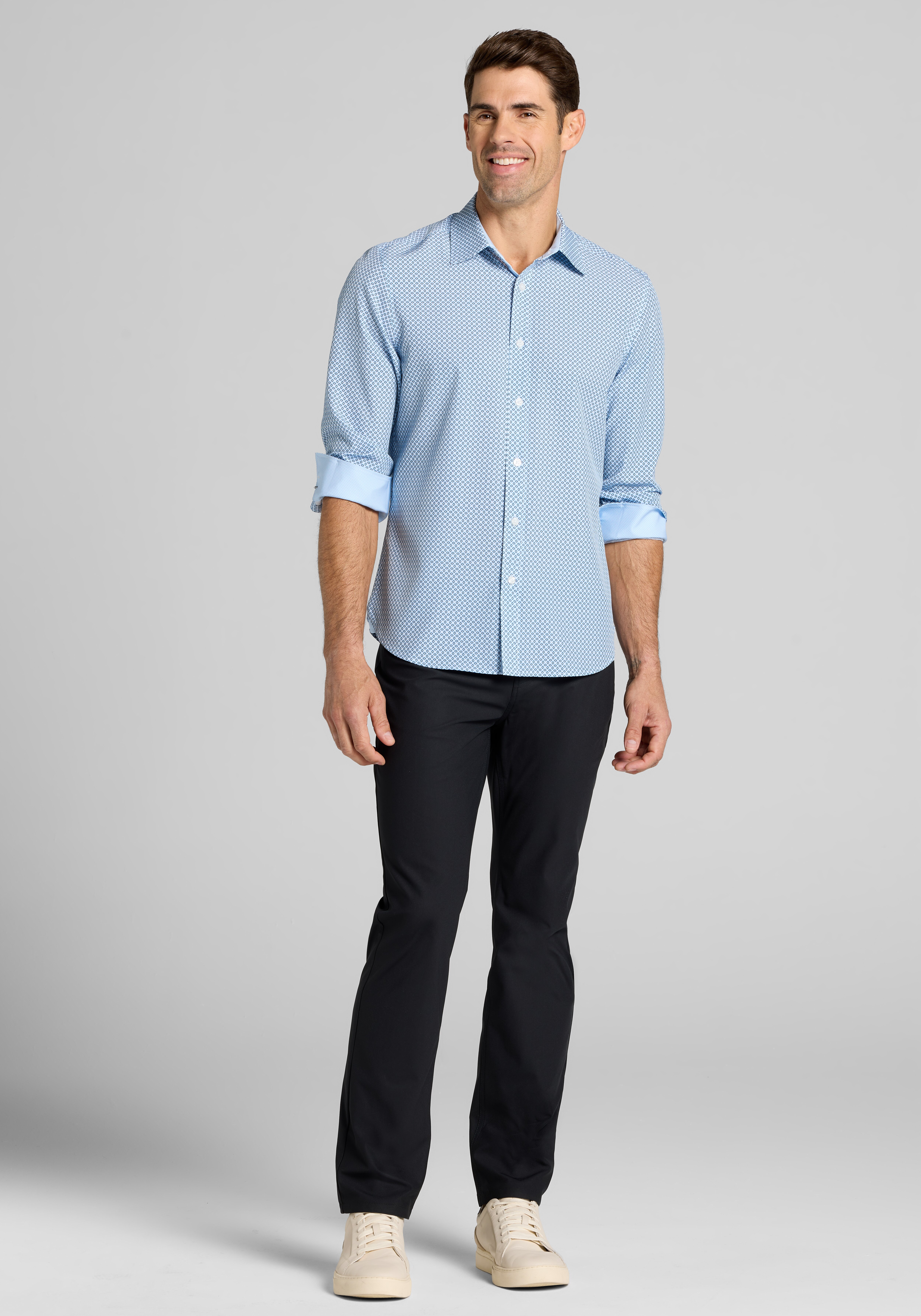 Con.Struct Slim Fit 4-Way Stretch Mini Geo Sportshirt