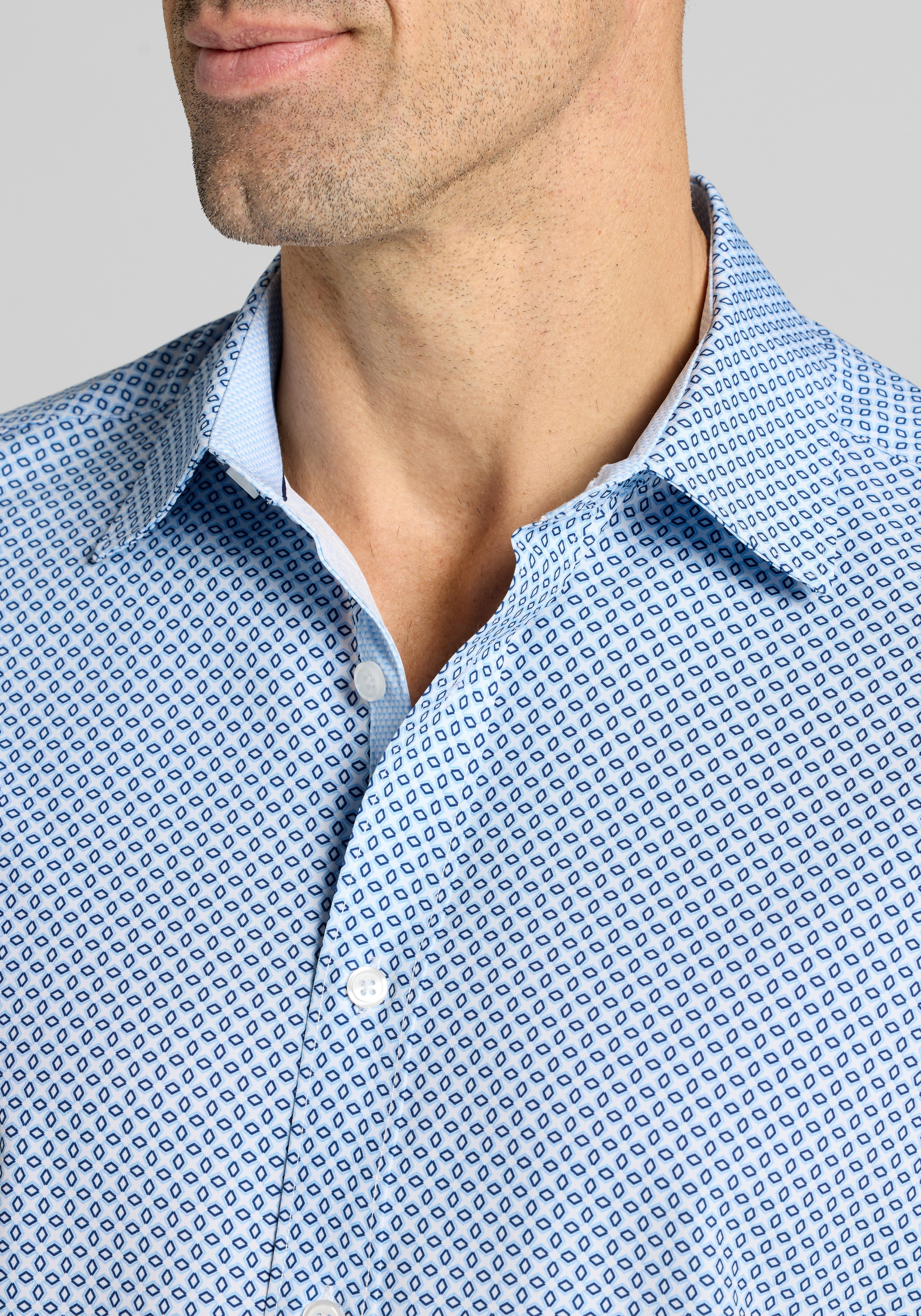 Con.Struct Slim Fit 4-Way Stretch Mini Geo Button Up Shirt - Big & Tall CLEARANCE
