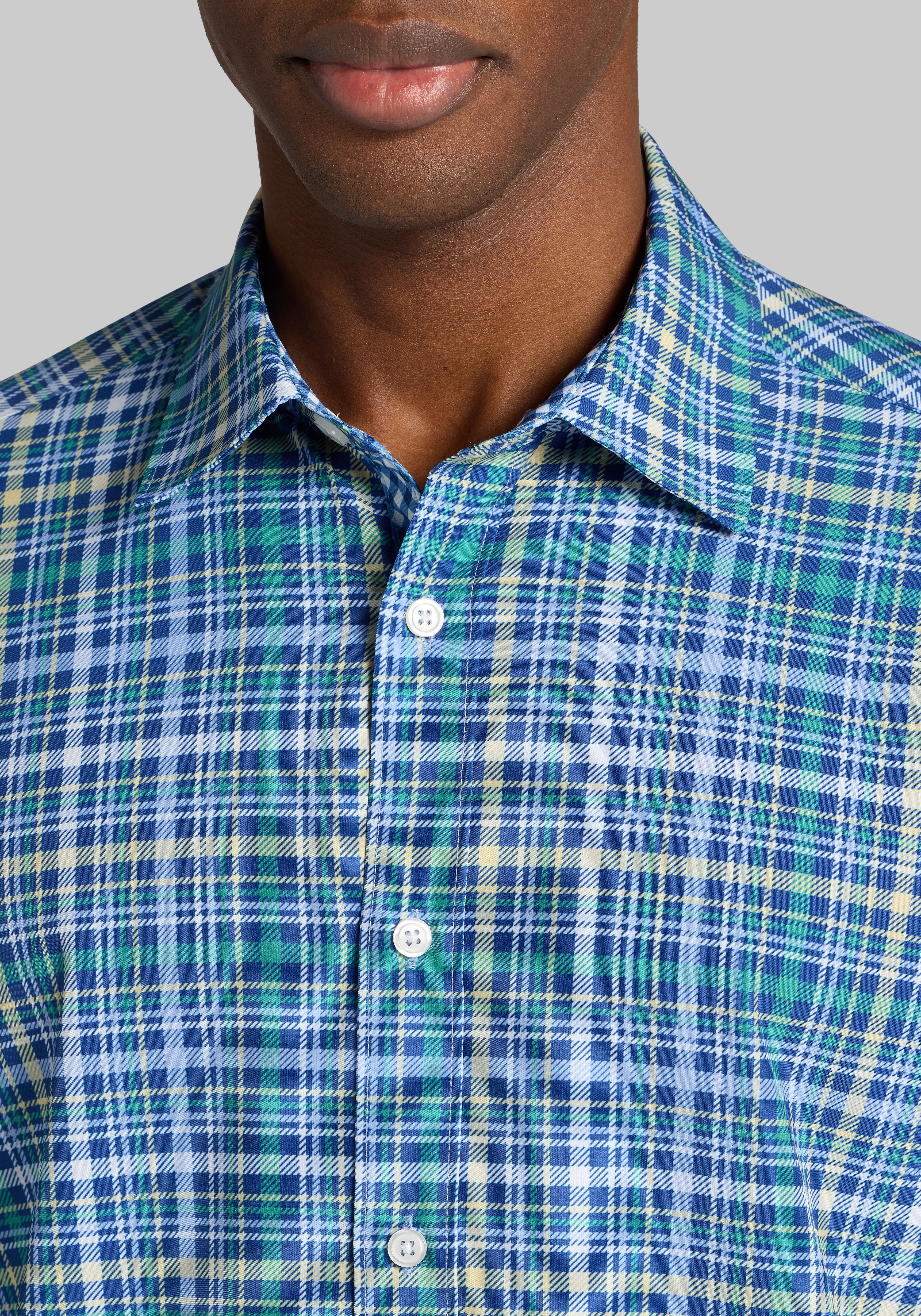 Con.Struct Slim Fit Plaid 4-Way Stretch Sportshirt
