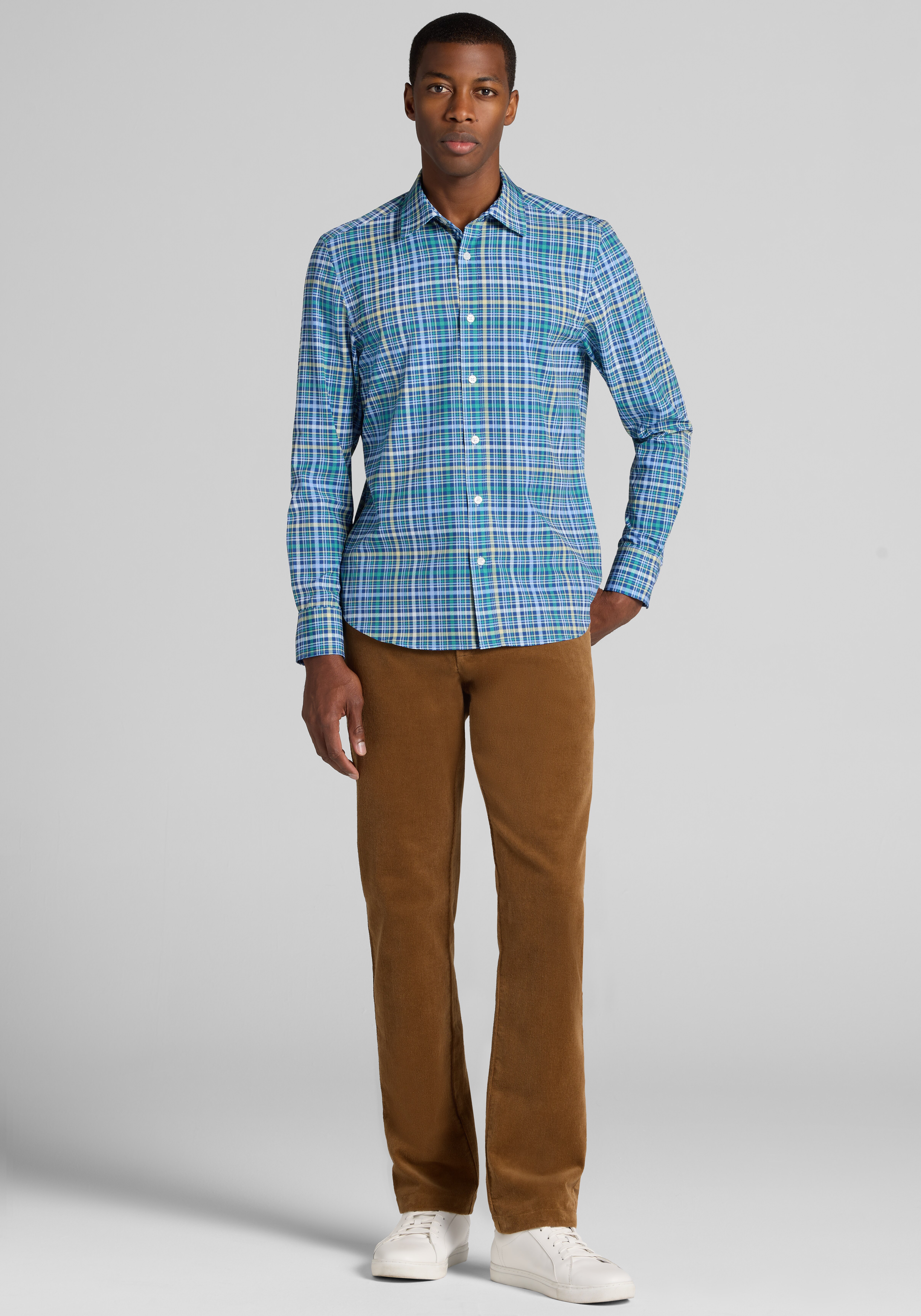 Con.Struct Slim Fit Plaid 4-Way Stretch Sportshirt