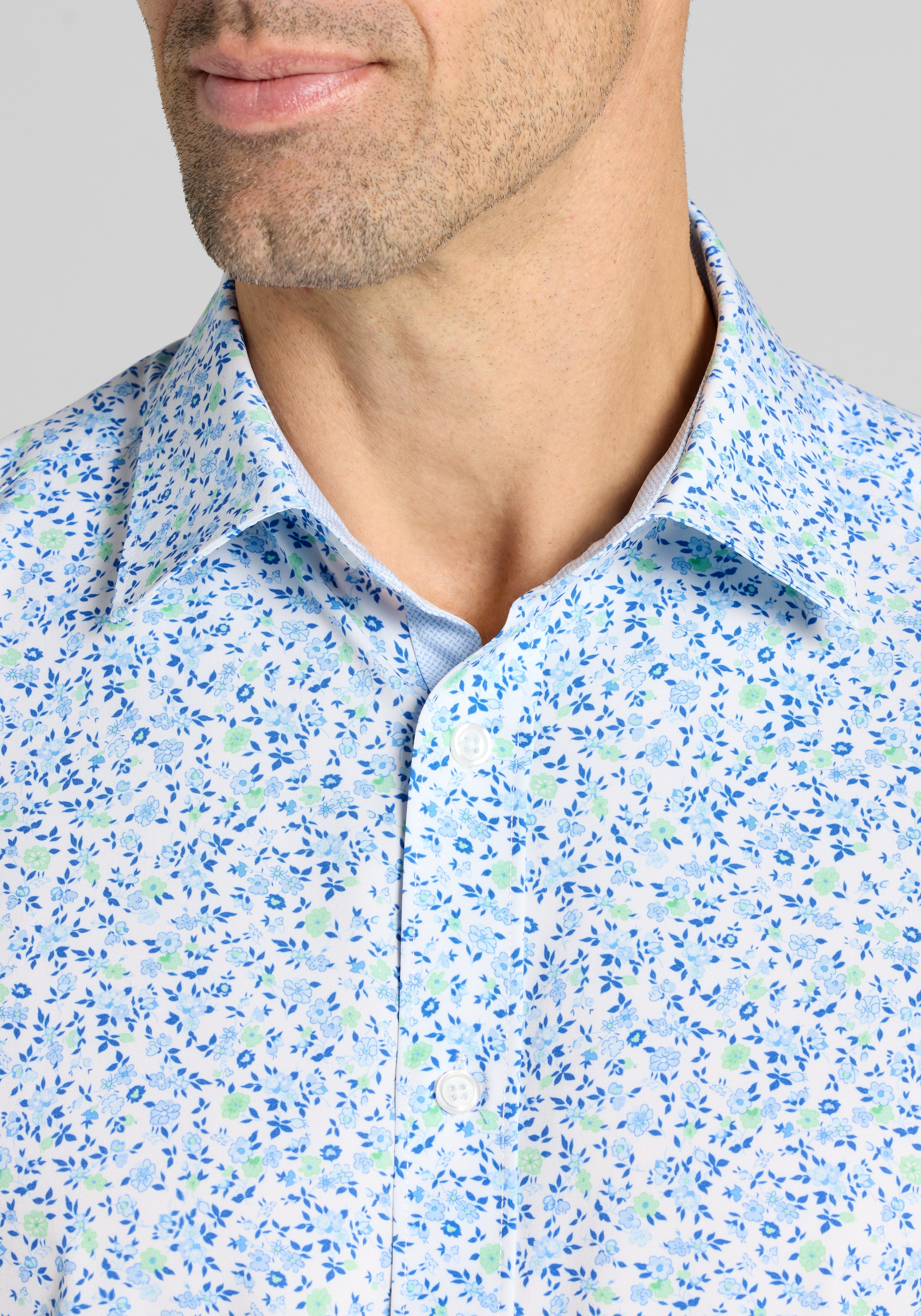 Con.Struct Slim Fit Mini Floral 4-Way Stretch Sportshirt