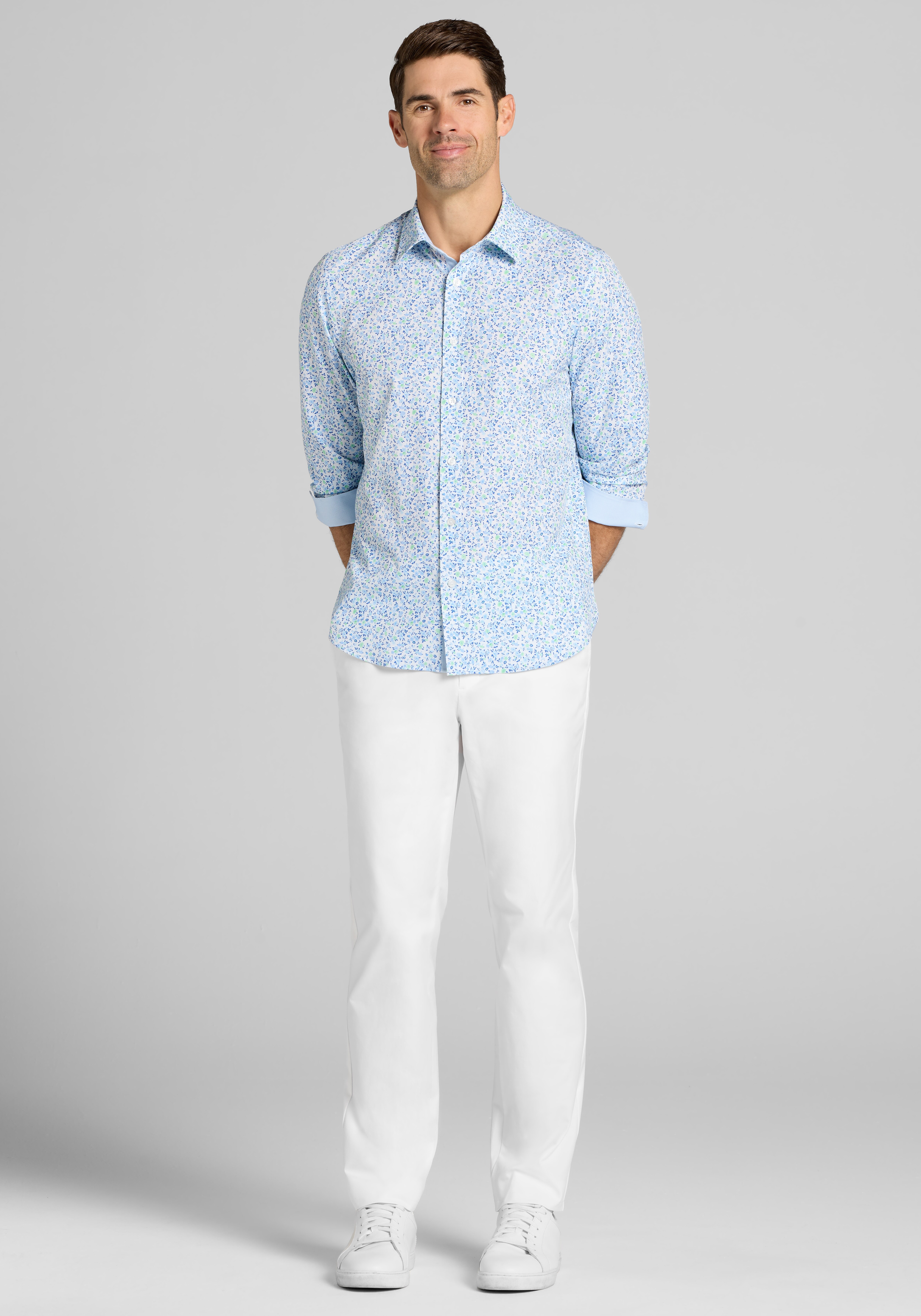 Con.Struct Slim Fit Mini Floral 4-Way Stretch Sportshirt