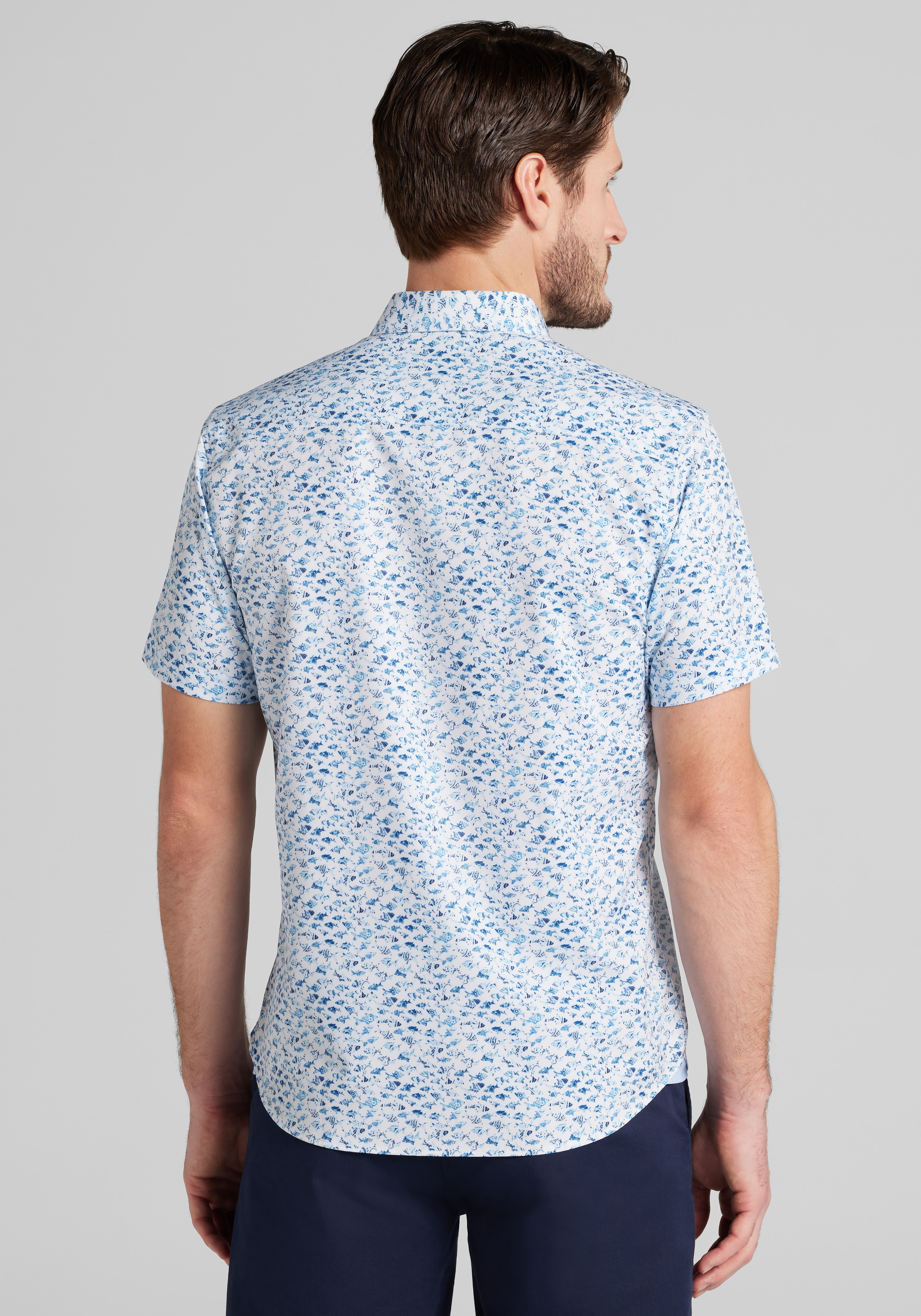 Con.Struct Slim Fit Fish 4-Way Stretch Short Sleeve Sportshirt