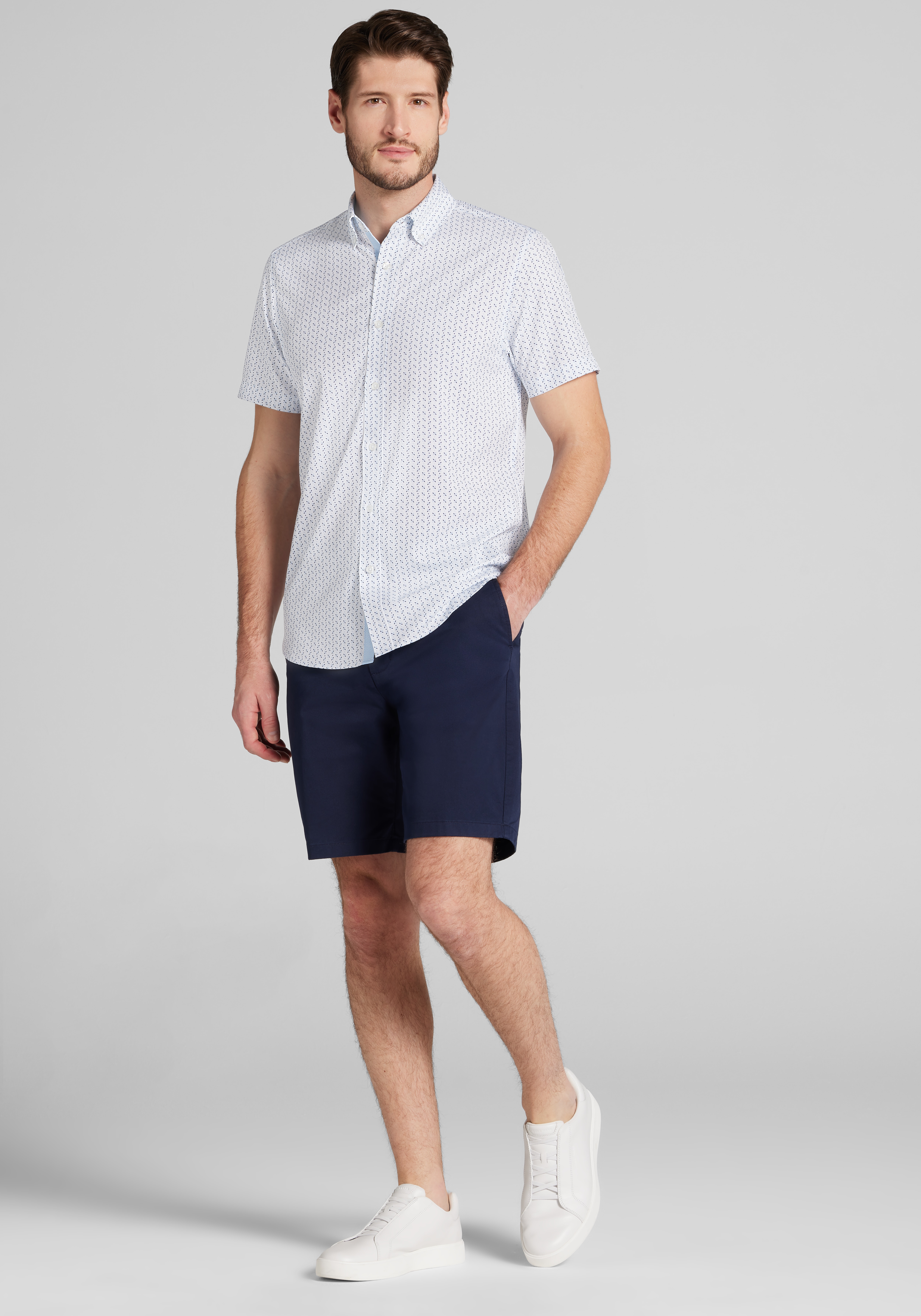 Con.Struct Slim Fit Mini Geo 4-Way Stretch Short Sleeve Sportshirt