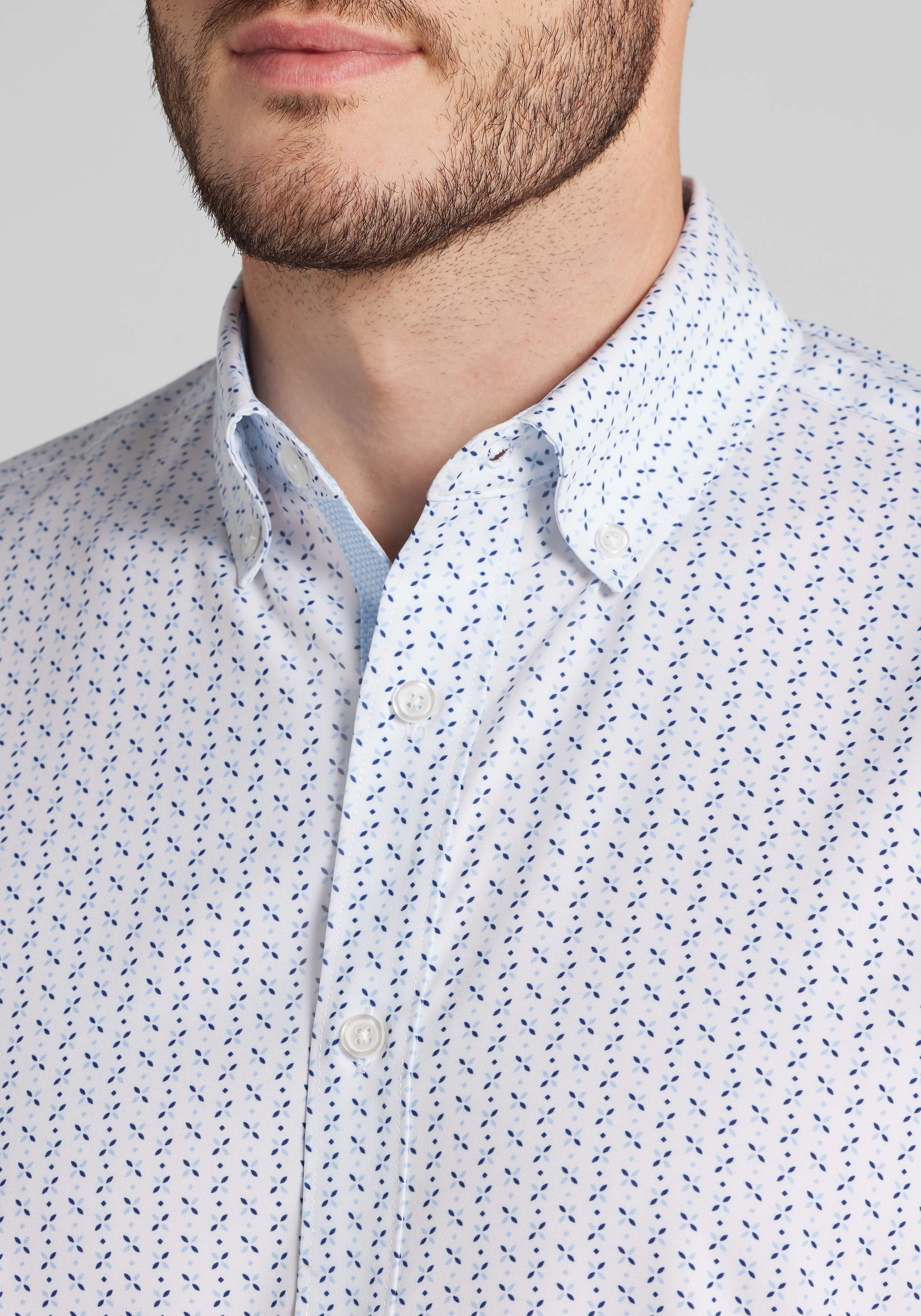 Con.Struct Slim Fit Mini Geo 4-Way Stretch Short Sleeve Button Up Shirt CLEARANCE