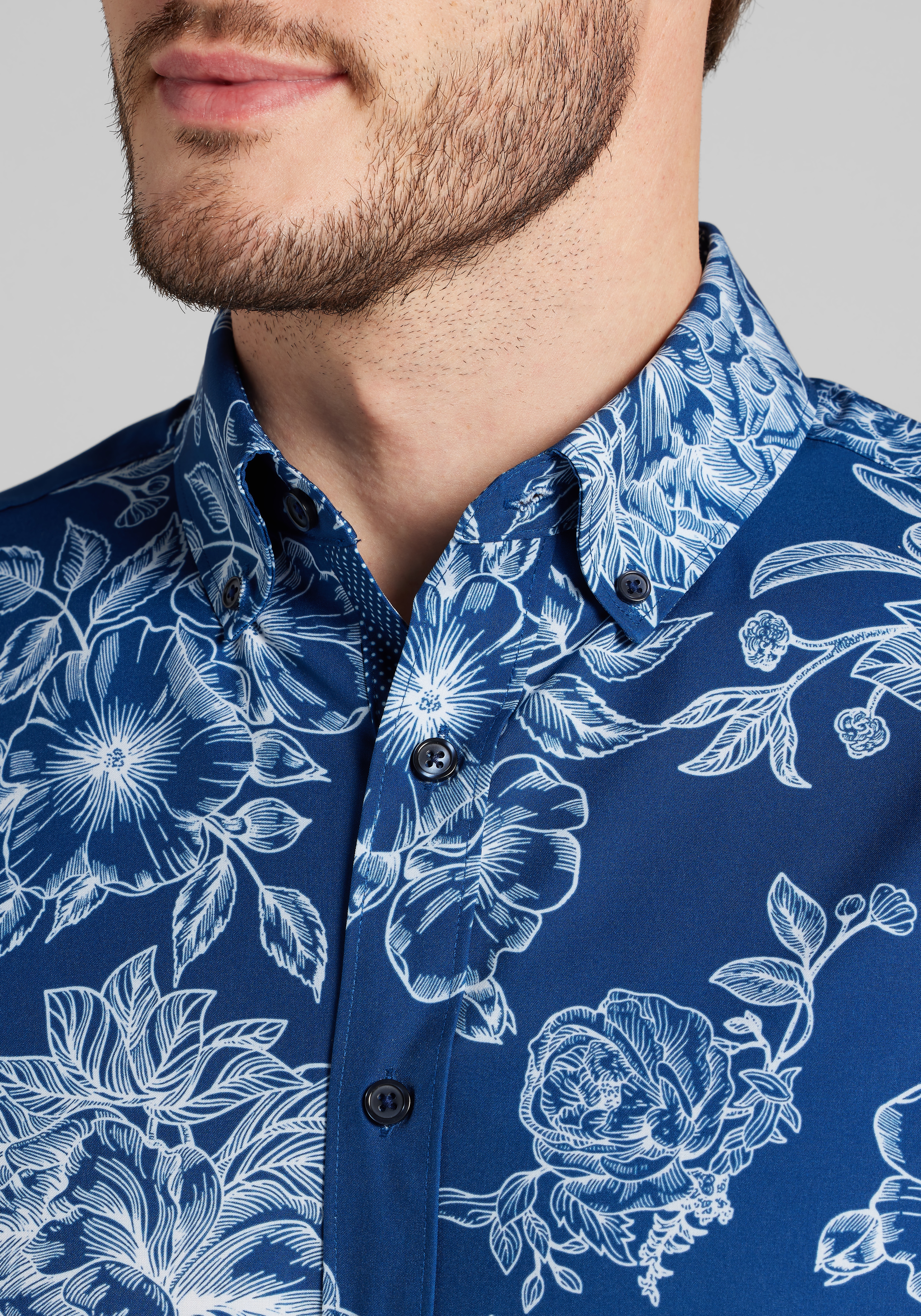 Con.Struct Slim Fit Kauai Floral 4-Way Stretch Short-Sleeve Sportshirt