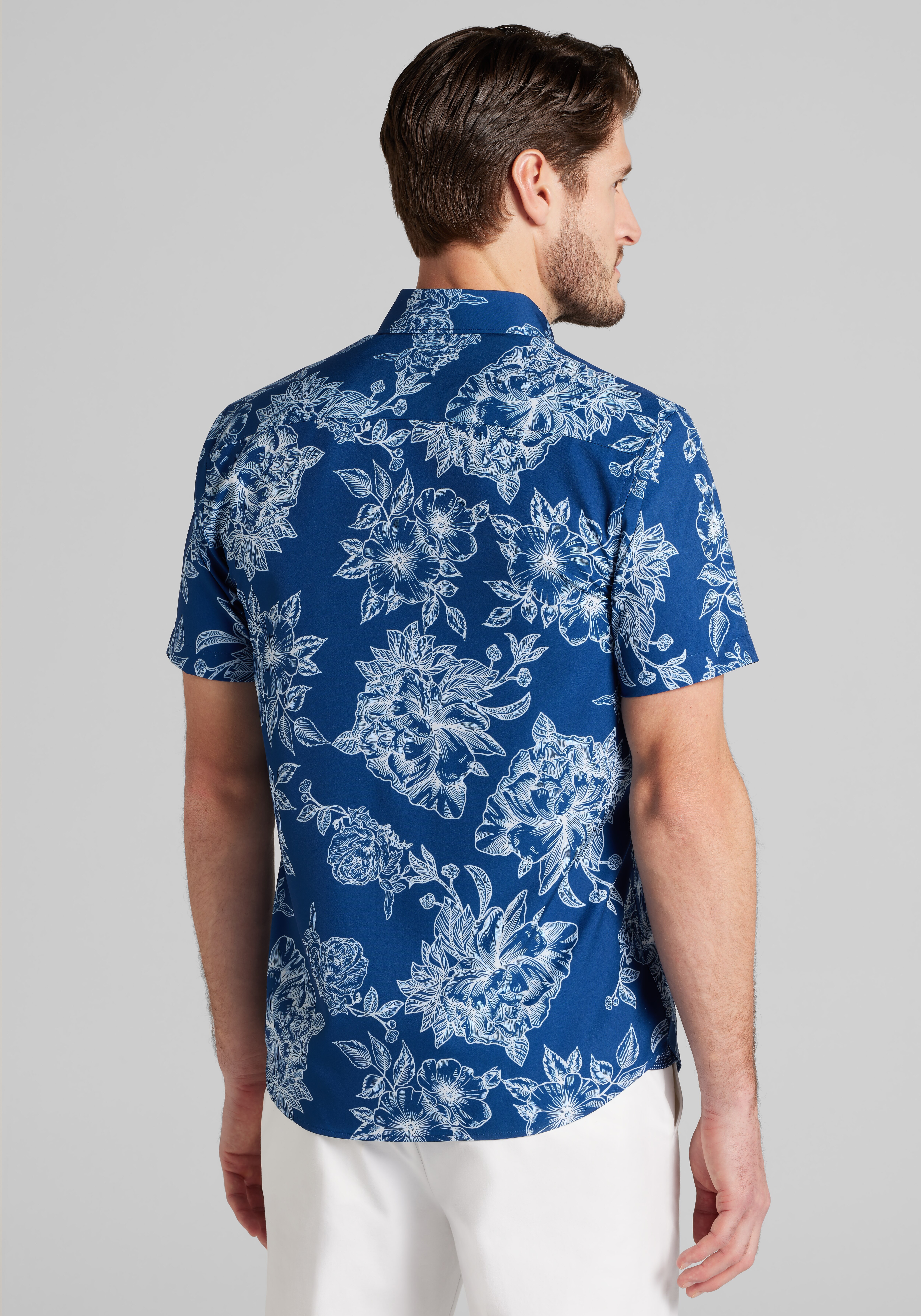 Con.Struct Slim Fit Kauai Floral 4-Way Stretch Short-Sleeve Sportshirt