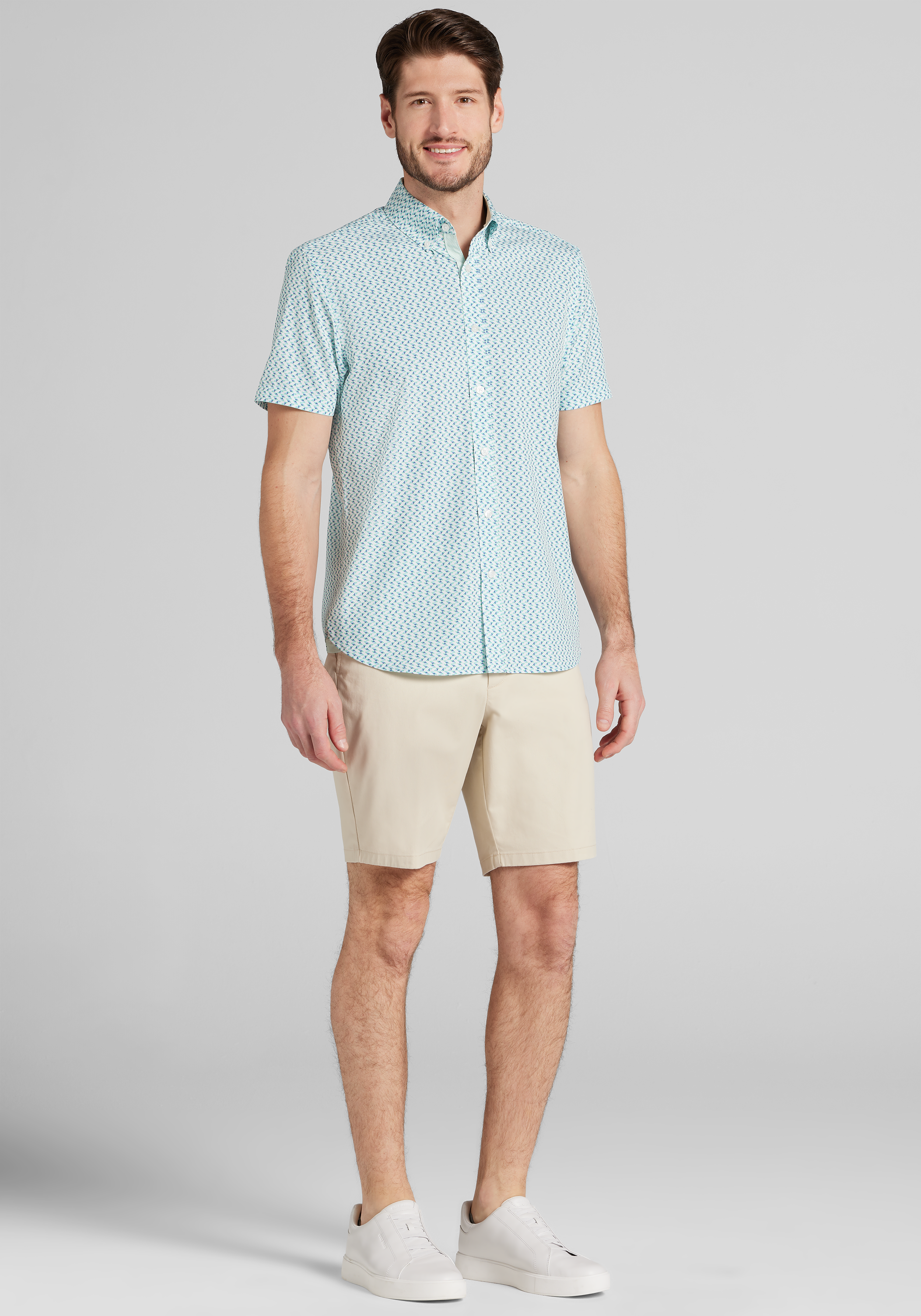 Con.Struct Slim Fit Mini Zig-Zag 4‑Way Stretch Short-Sleeve Sportshirt