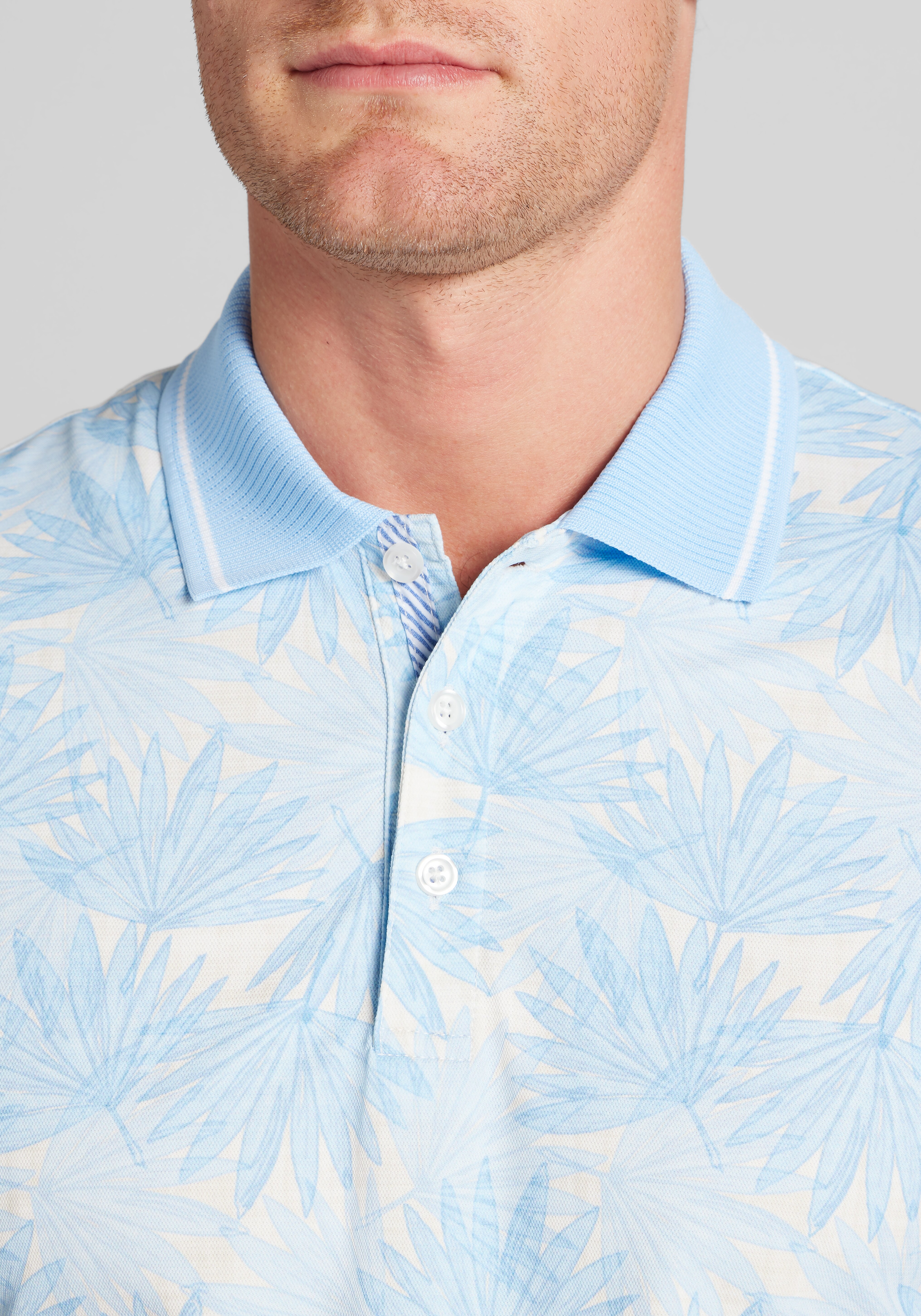 Con.Struct Slim Fit Palm Leaf Pique Polo
