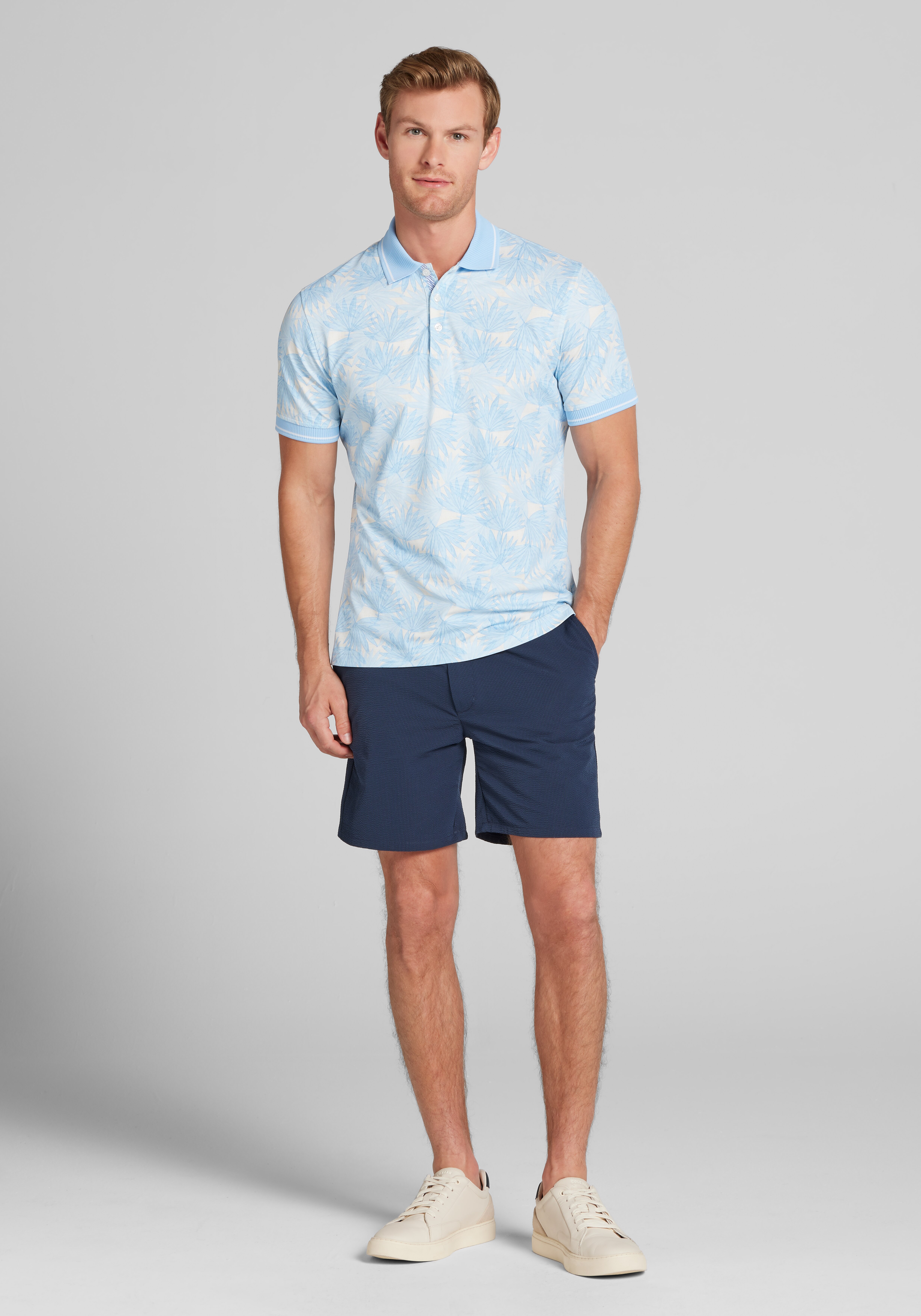 Con.Struct Slim Fit Palm Leaf Pique Polo