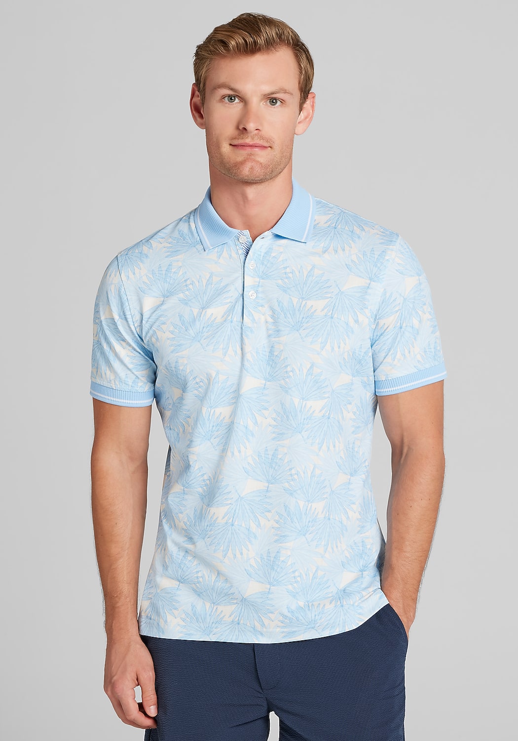Con.Struct Slim Fit Palm Leaf Pique Polo - Big & Tall