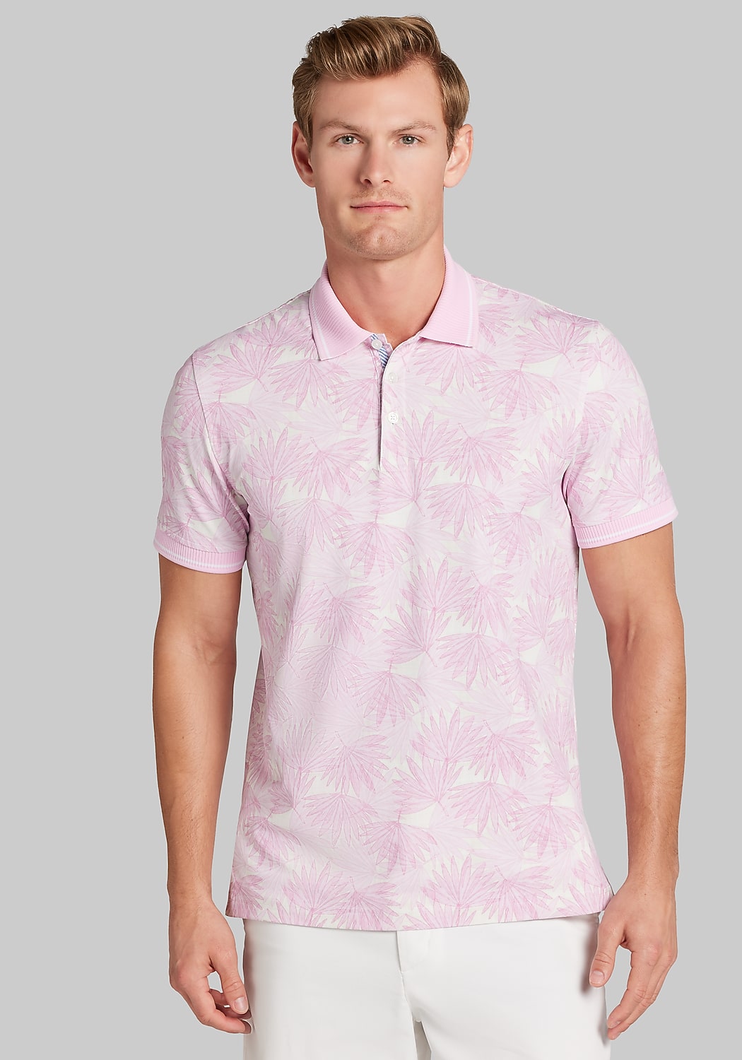 Con.Struct Slim Fit Palm Leaf Pique Polo - Big & Tall