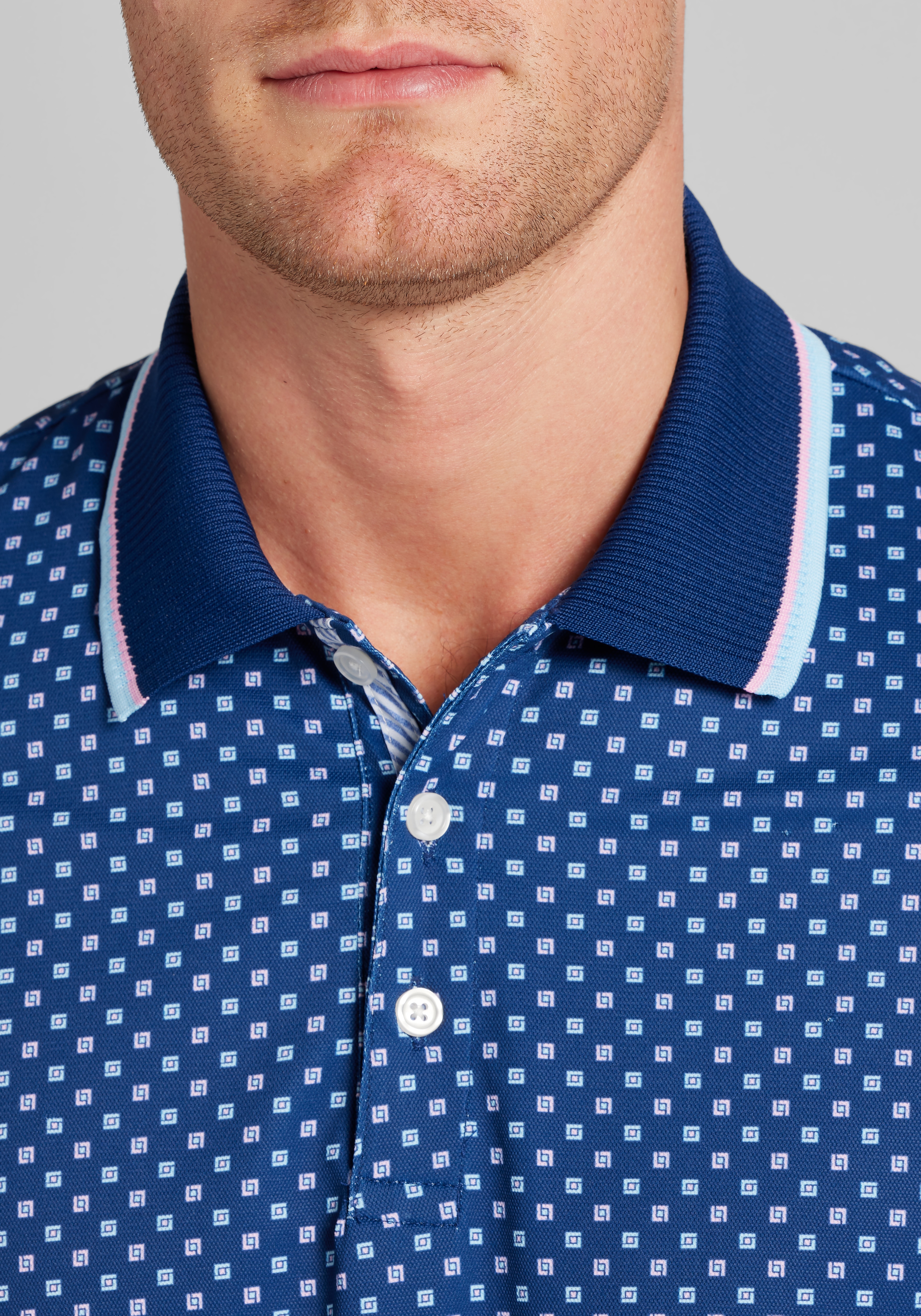 Con.Struct Slim Fit Square Dot Tipped Pique Polo