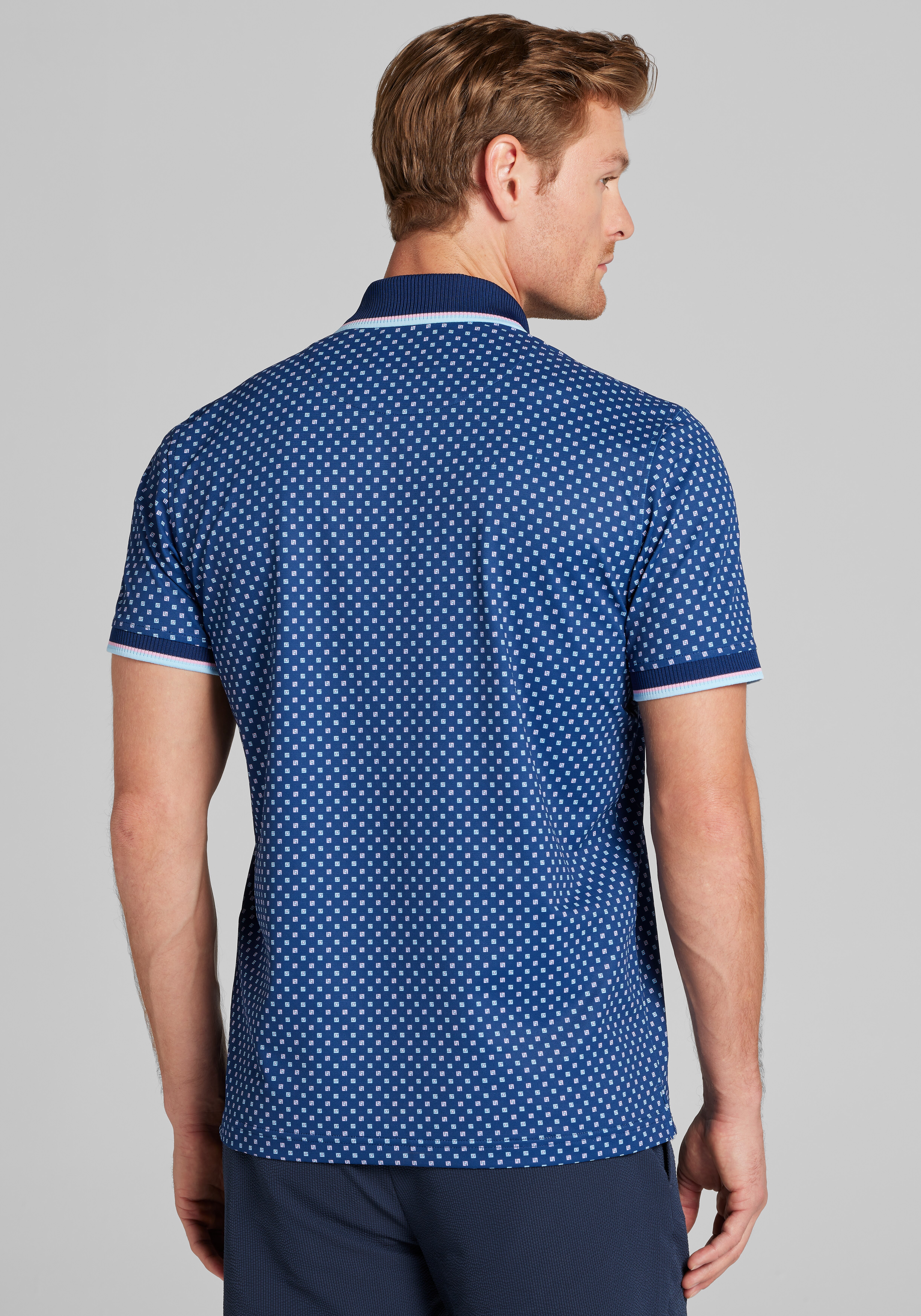 Con.Struct Slim Fit Square Dot Tipped Pique Polo