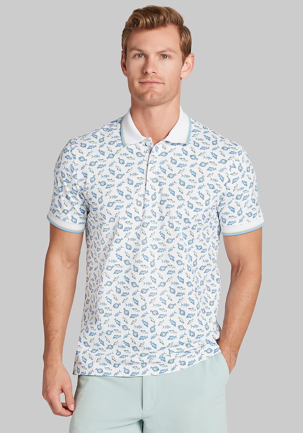 Con.Struct Slim Fit Fish Tipped Pique Polo - Big & Tall
