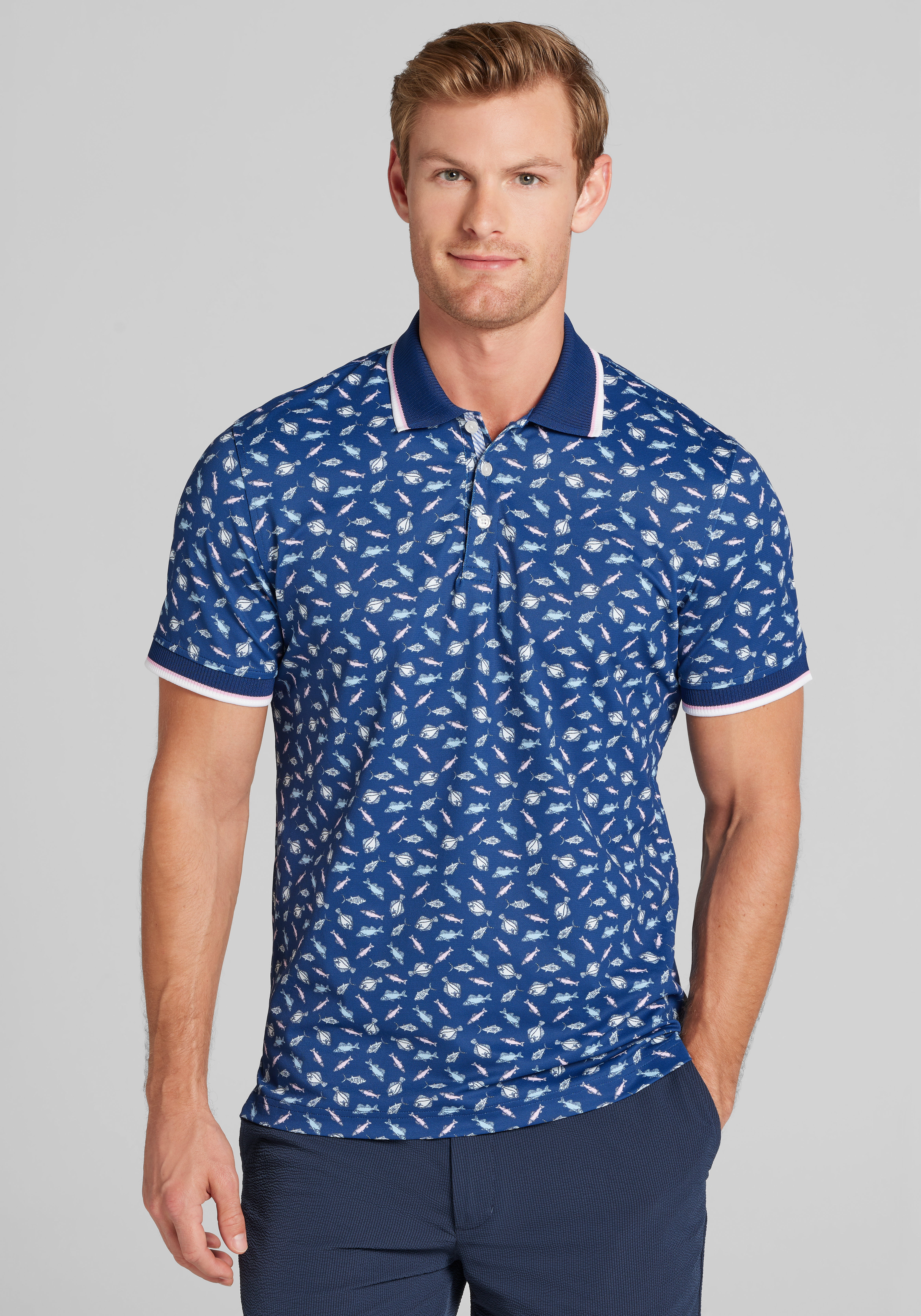 Men's FLYOUT_CATEGORY, Con.Struct Slim Fit Fish Tipped Pique Polo - Big & Tall - Jos A Bank