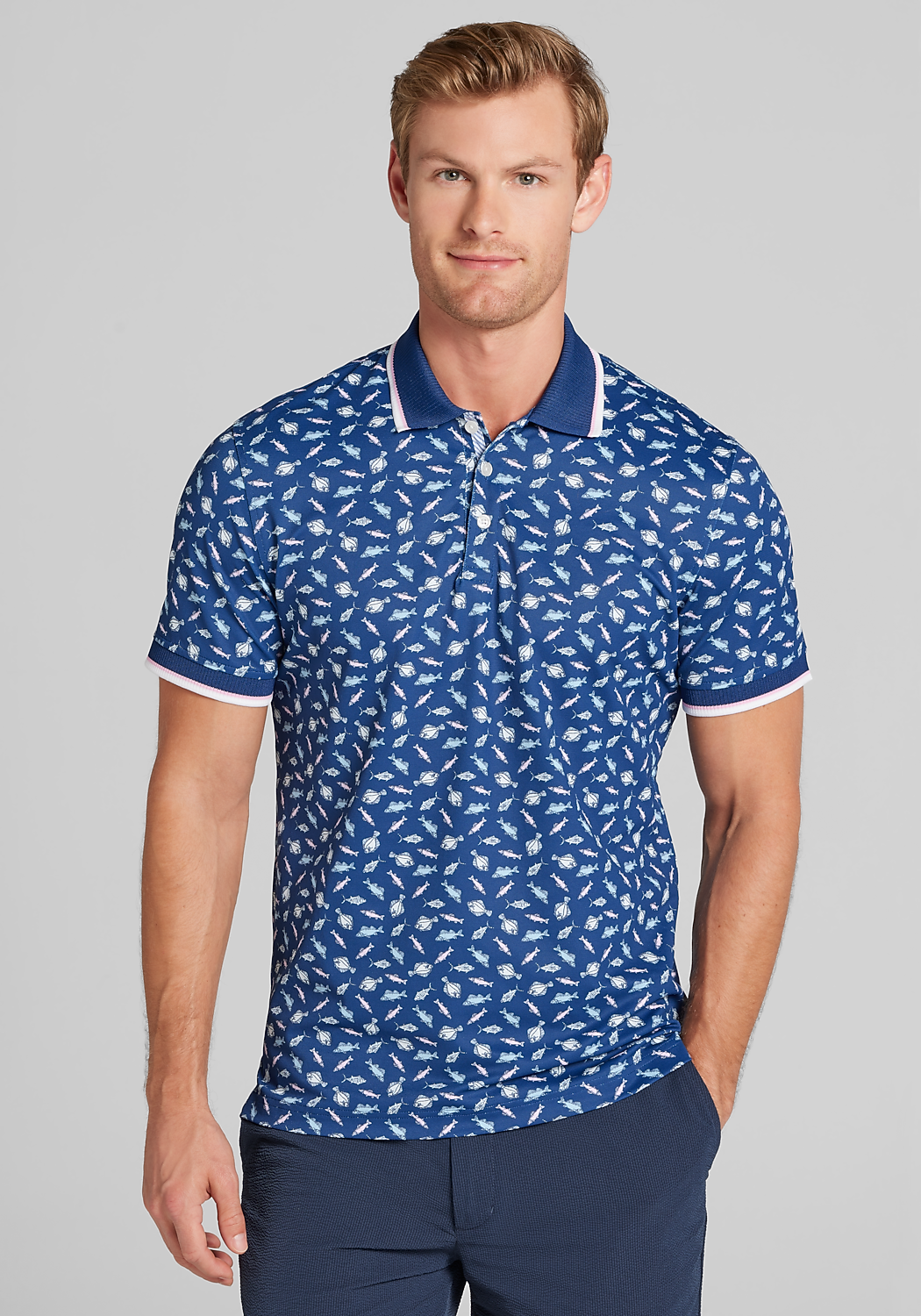Con.Struct Slim Fit Fish Tipped Pique Polo - Big & Tall