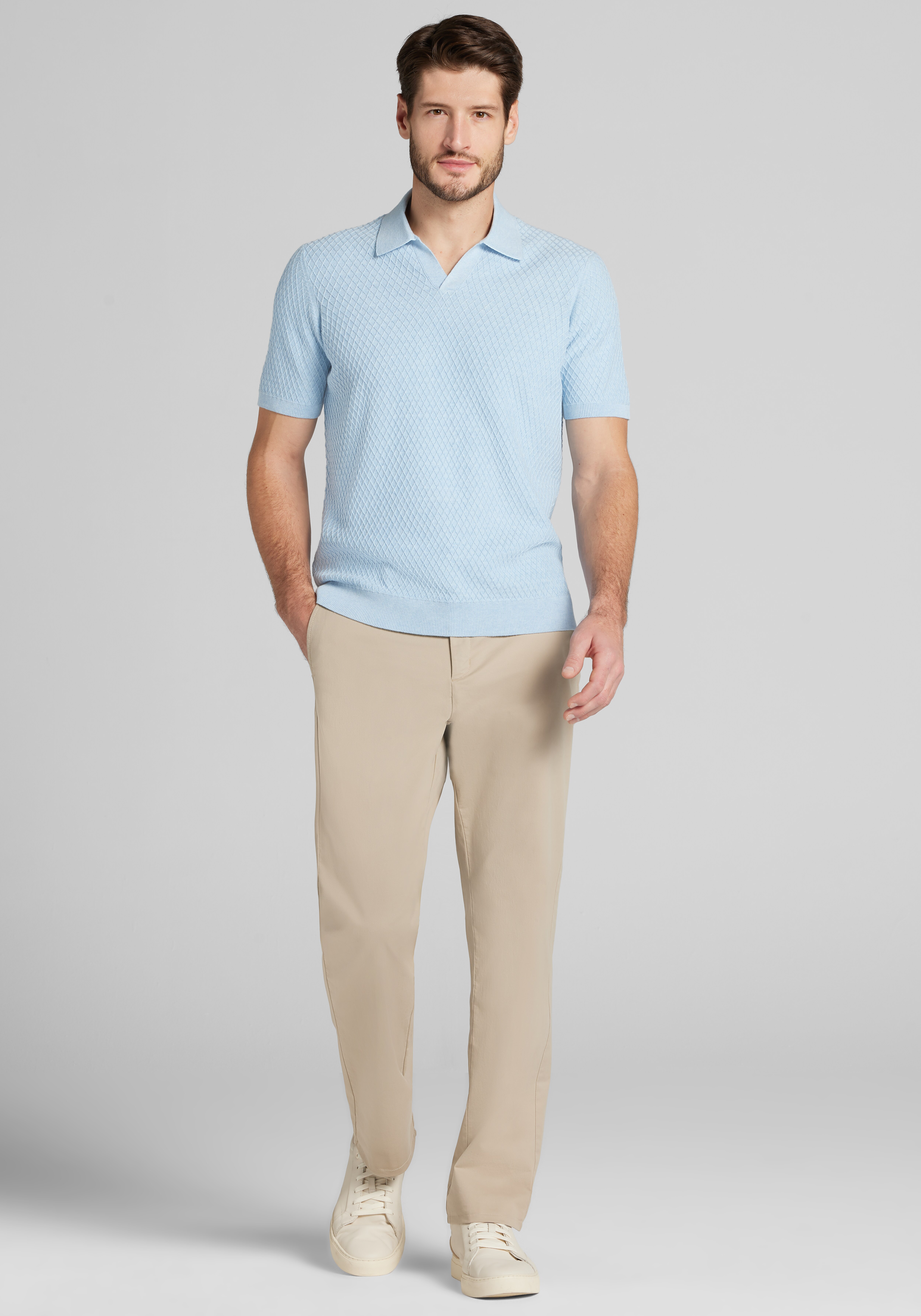 Jos. A. Bank Tailored Fit Textured Johnny Collar Sweater