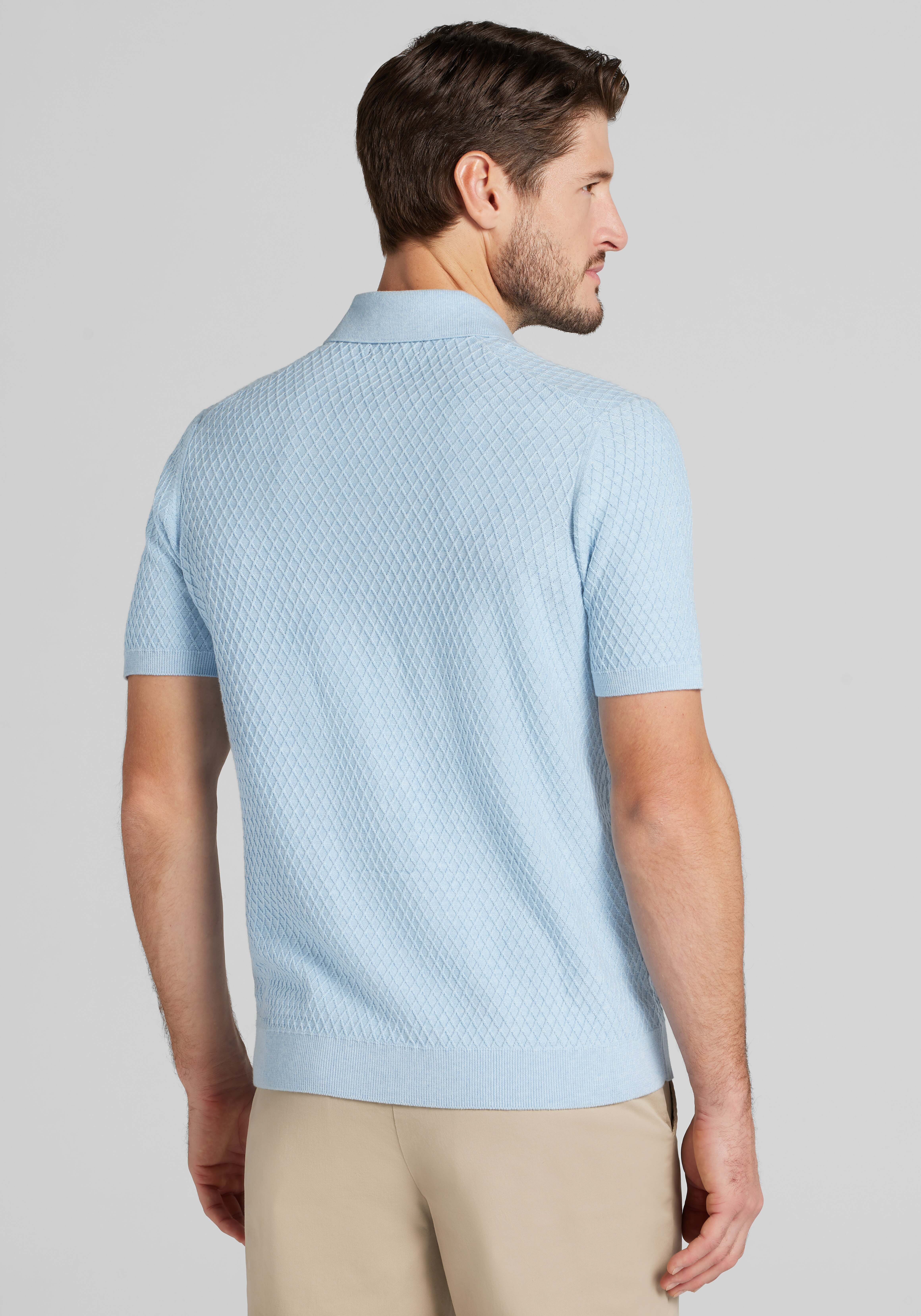 Jos. A. Bank Tailored Fit Textured Johnny Collar Sweater