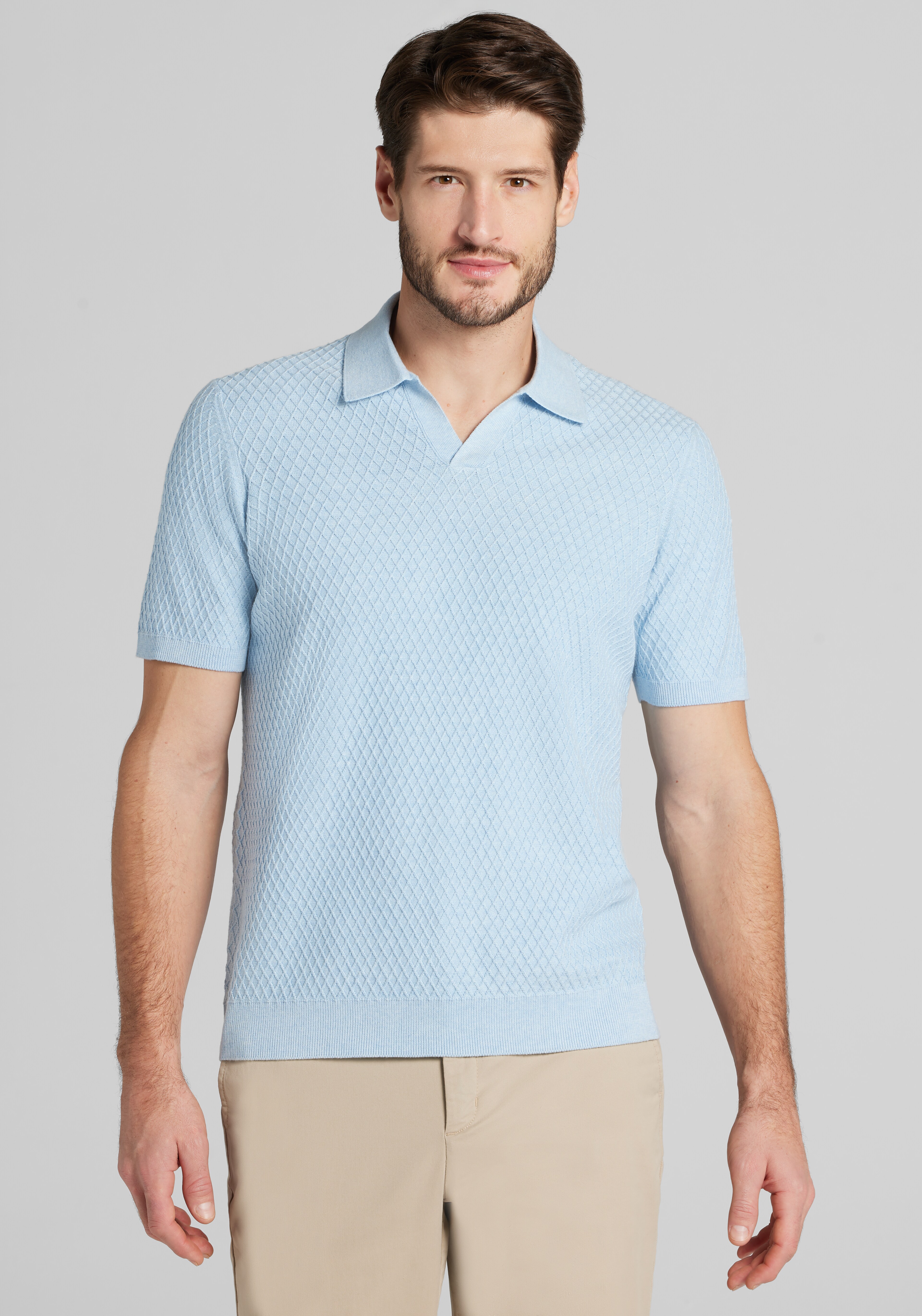 Jos. A. Bank Tailored Fit Textured Johnny Collar Sweater CLEARANCE