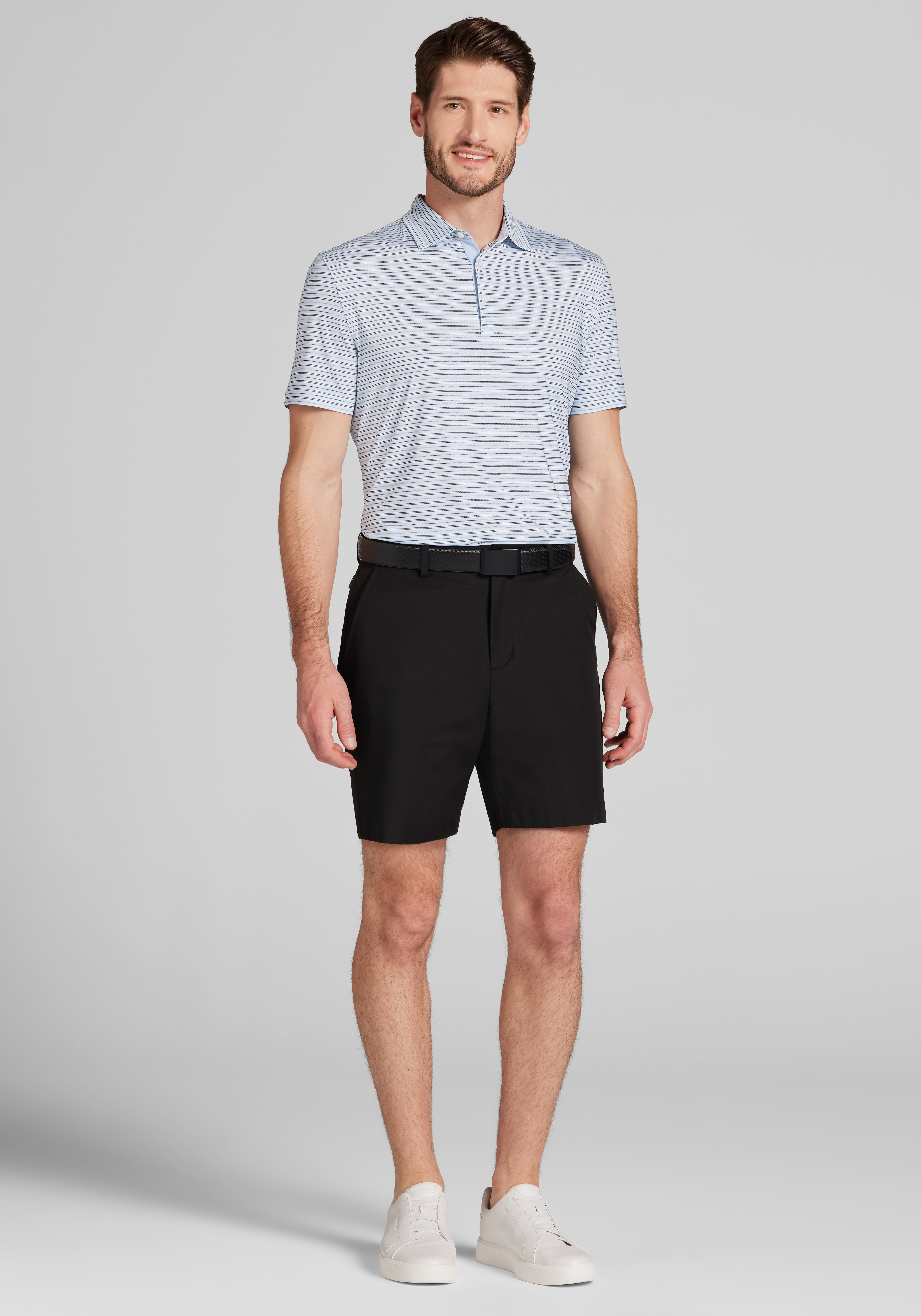 Traveler® Performance Tailored Fit Space Dyed Stripe Polo
