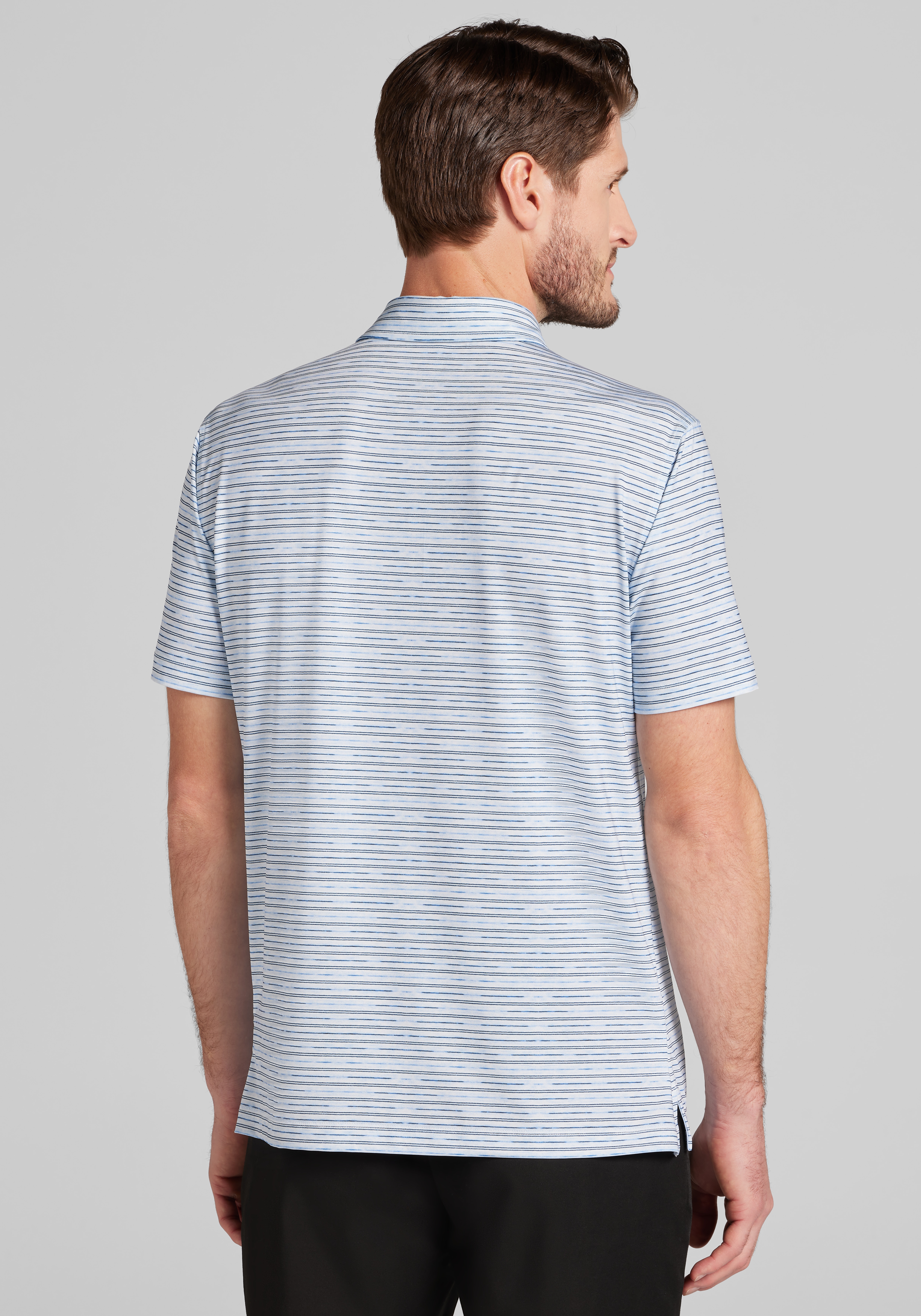 Traveler® Performance Tailored Fit Space Dyed Stripe Polo