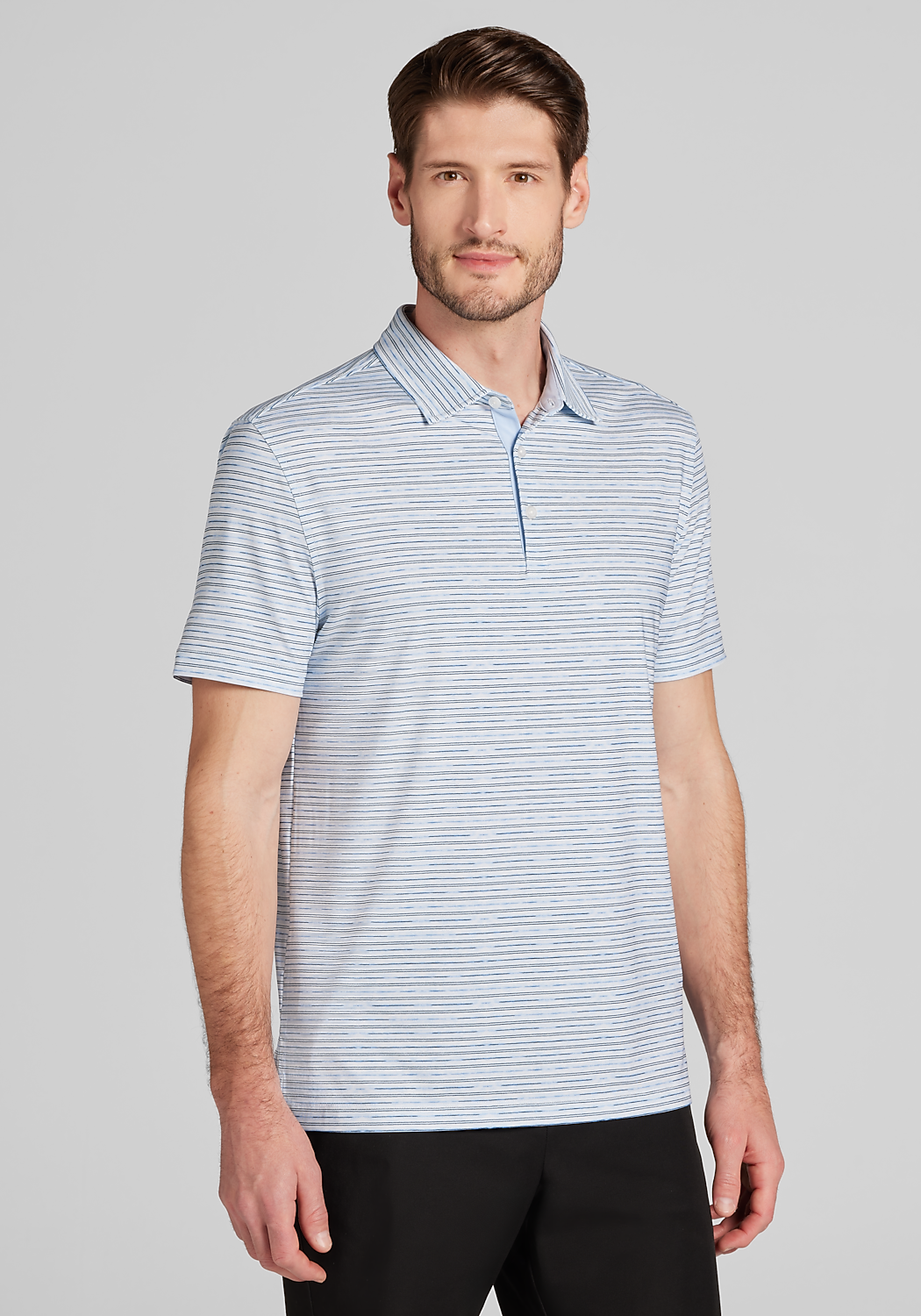 Traveler® Performance Tailored Fit Space Dyed Stripe Polo