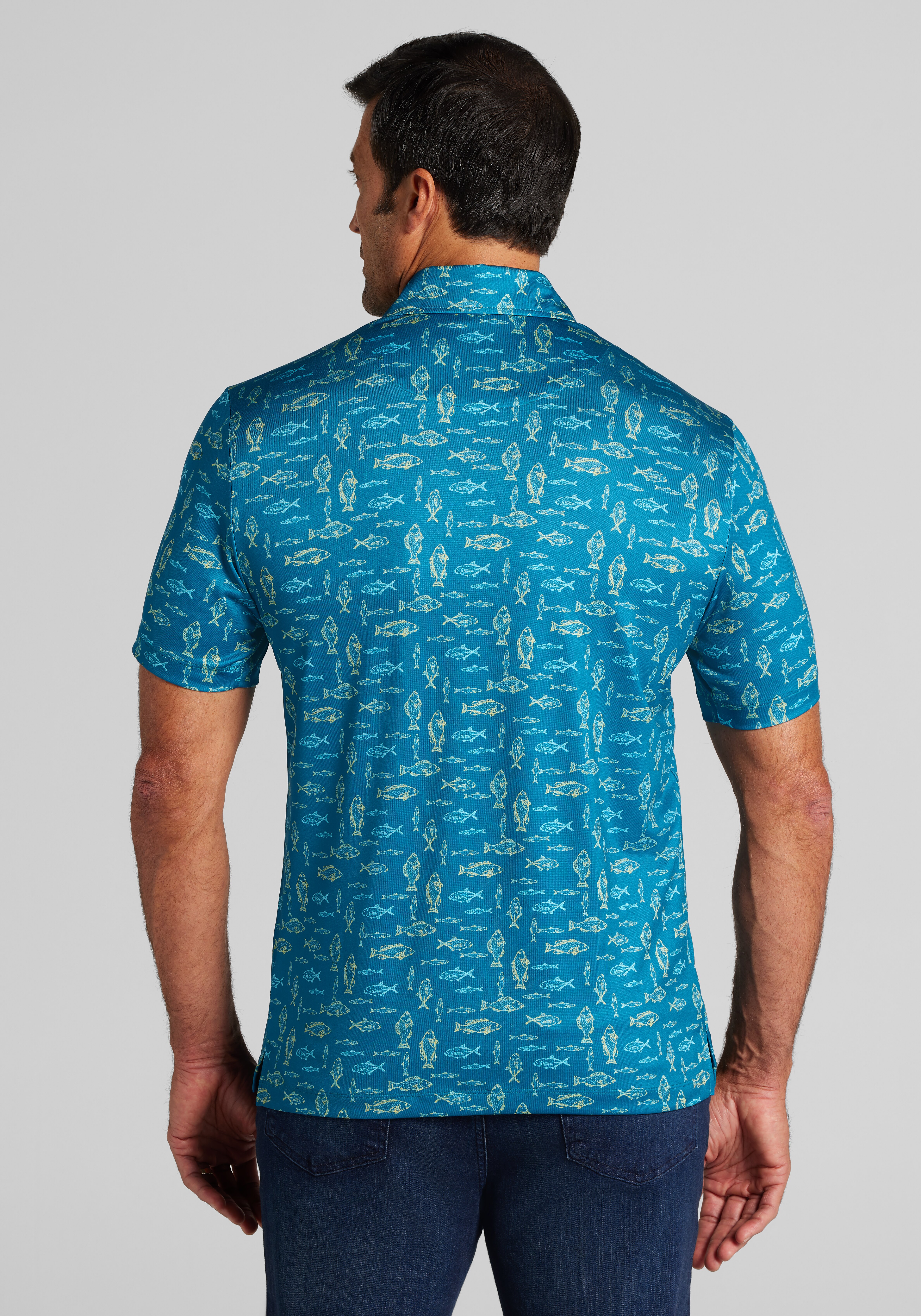 Traveler® Performance Tailored Fit Fish Golf Polo