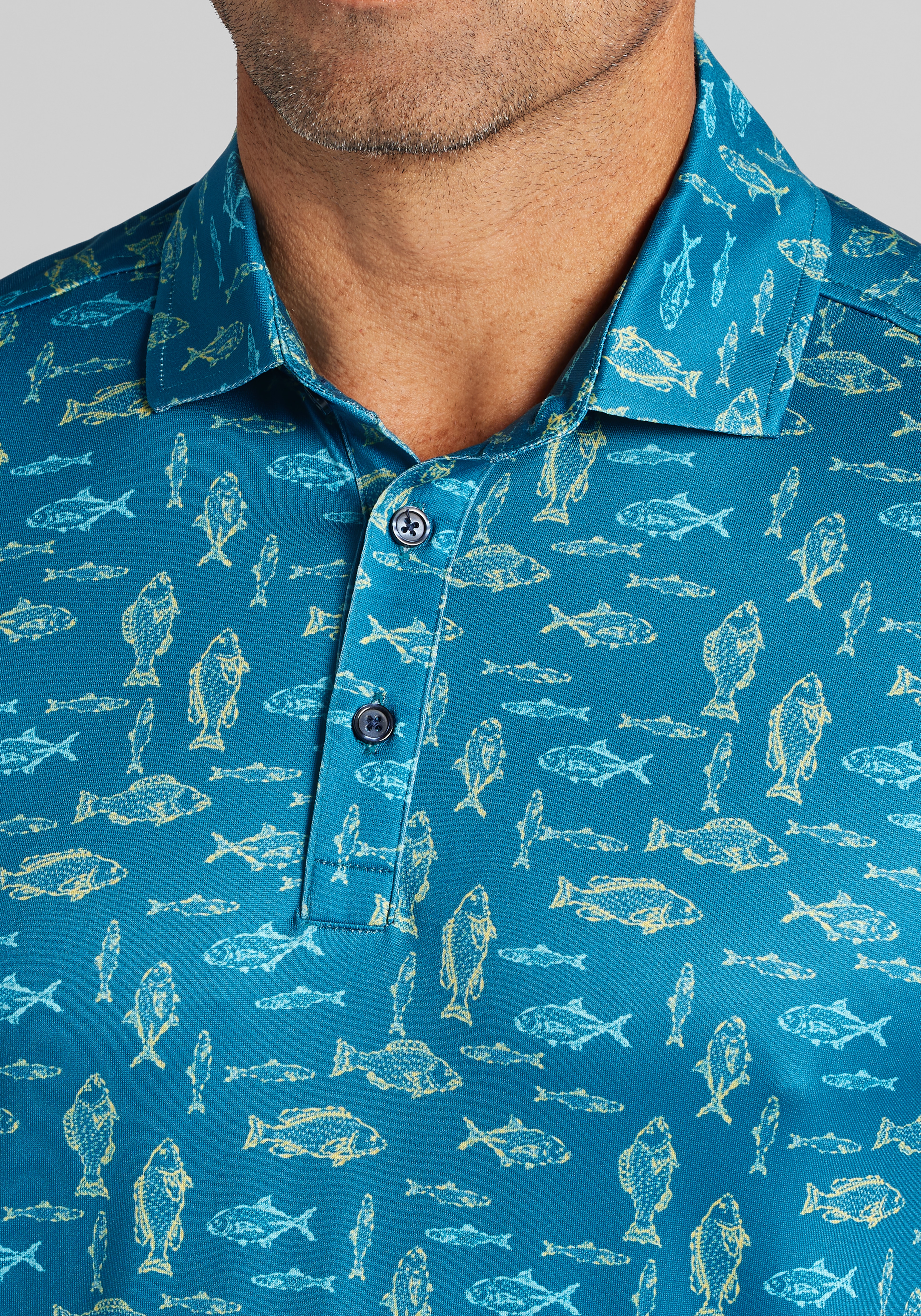 Traveler® Performance Tailored Fit Fish Golf Polo CLEARANCE