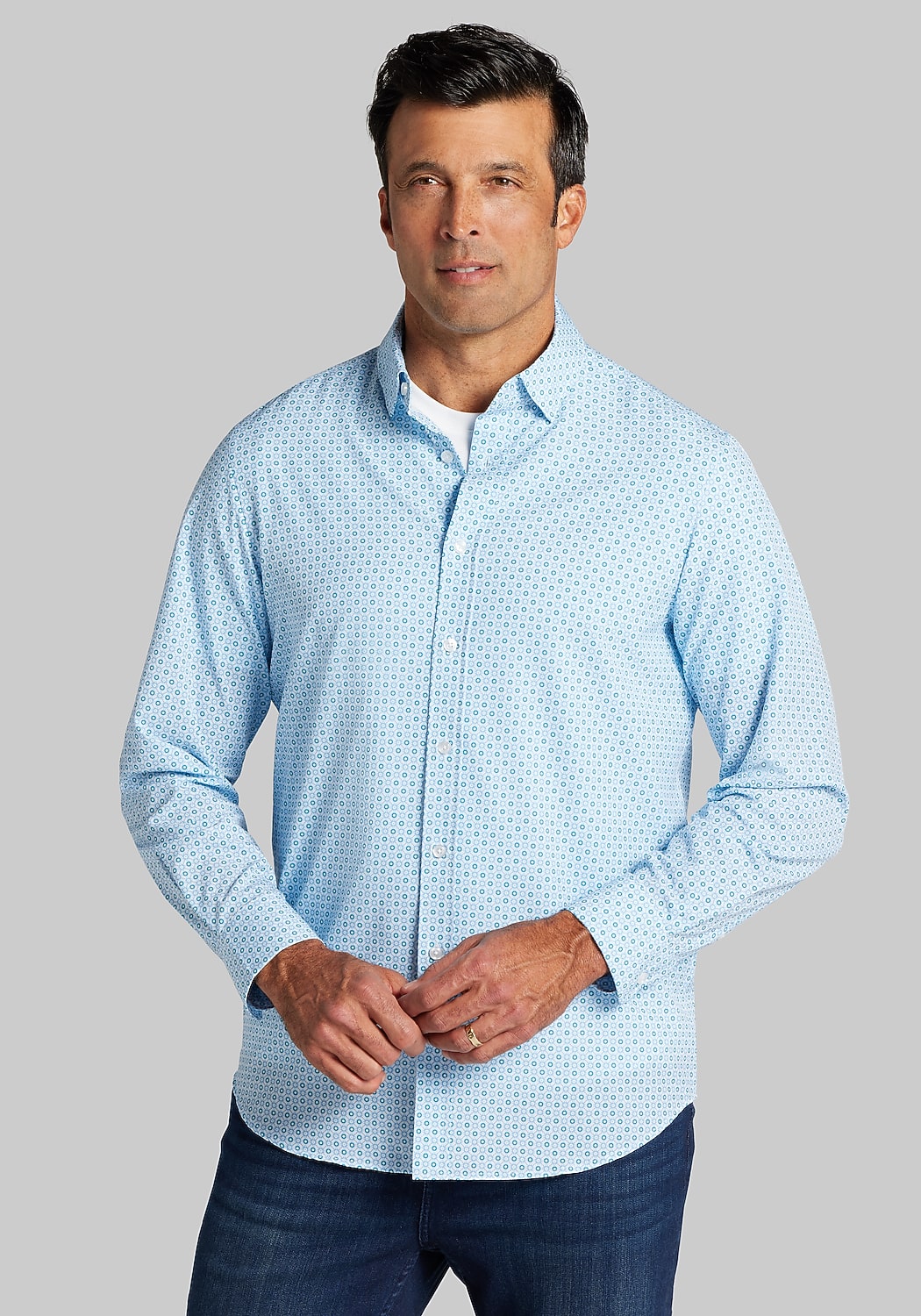 Traveler&reg; COOL<i>MOTION</i> Tailored Fit Mini Compass 4-way Stretch Sportshirt