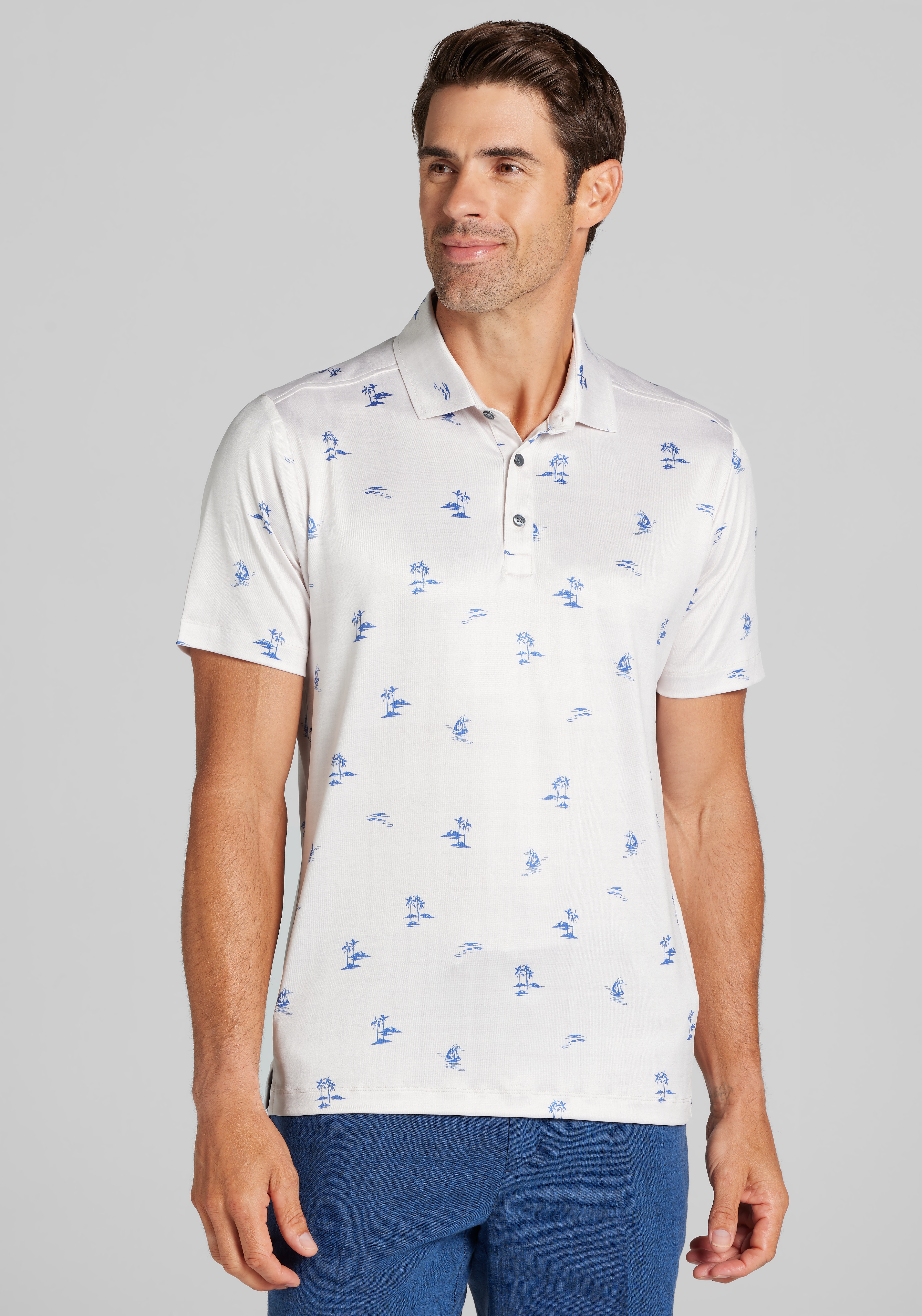 Men's FLYOUT_CATEGORY, Traveler® Performance Tailored Fit Tropical Island Polo - Big & Tall - Jos A Bank