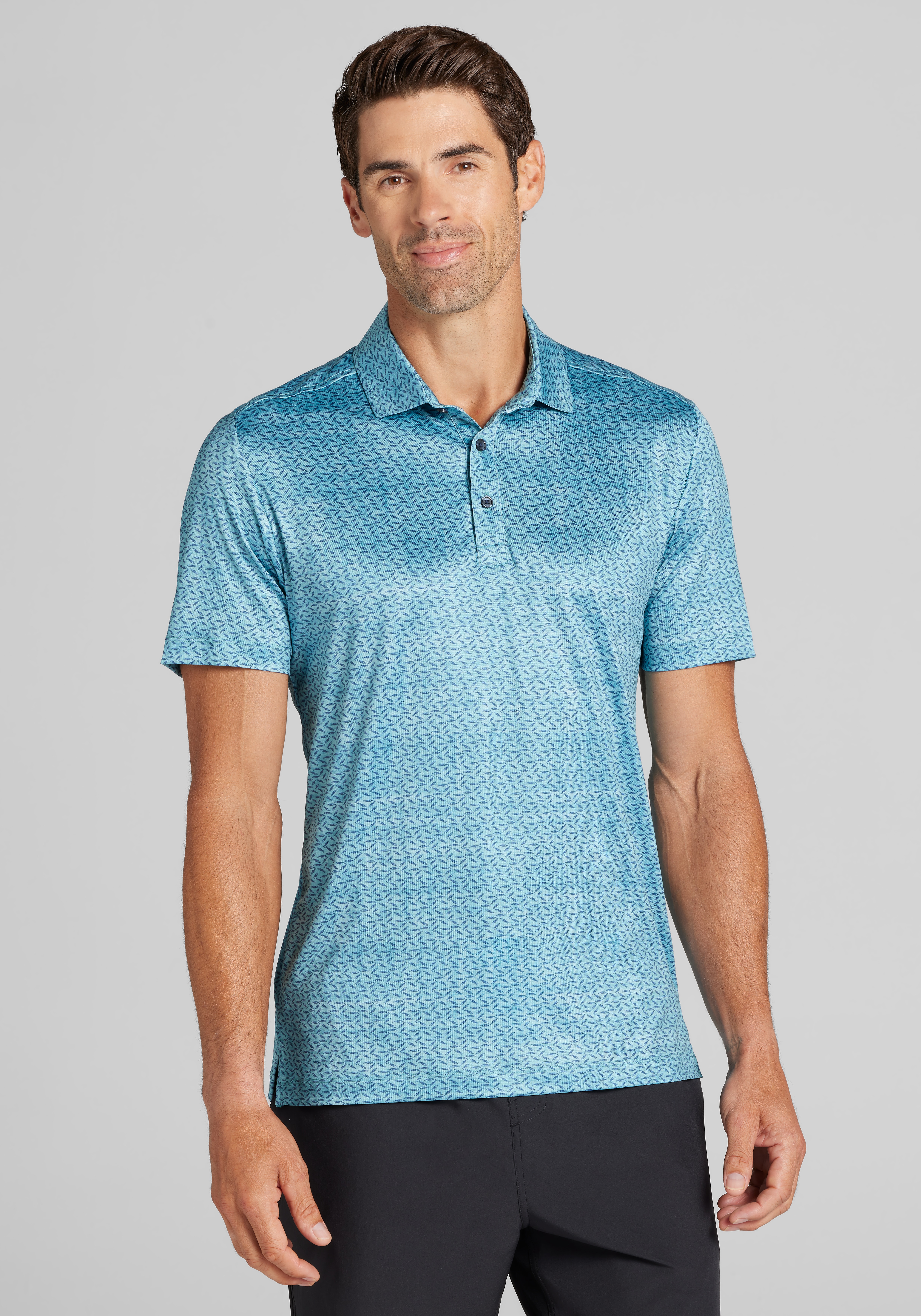 Men's New!, Traveler® Performance Tailored Fit Little Fish Polo - Jos A Bank