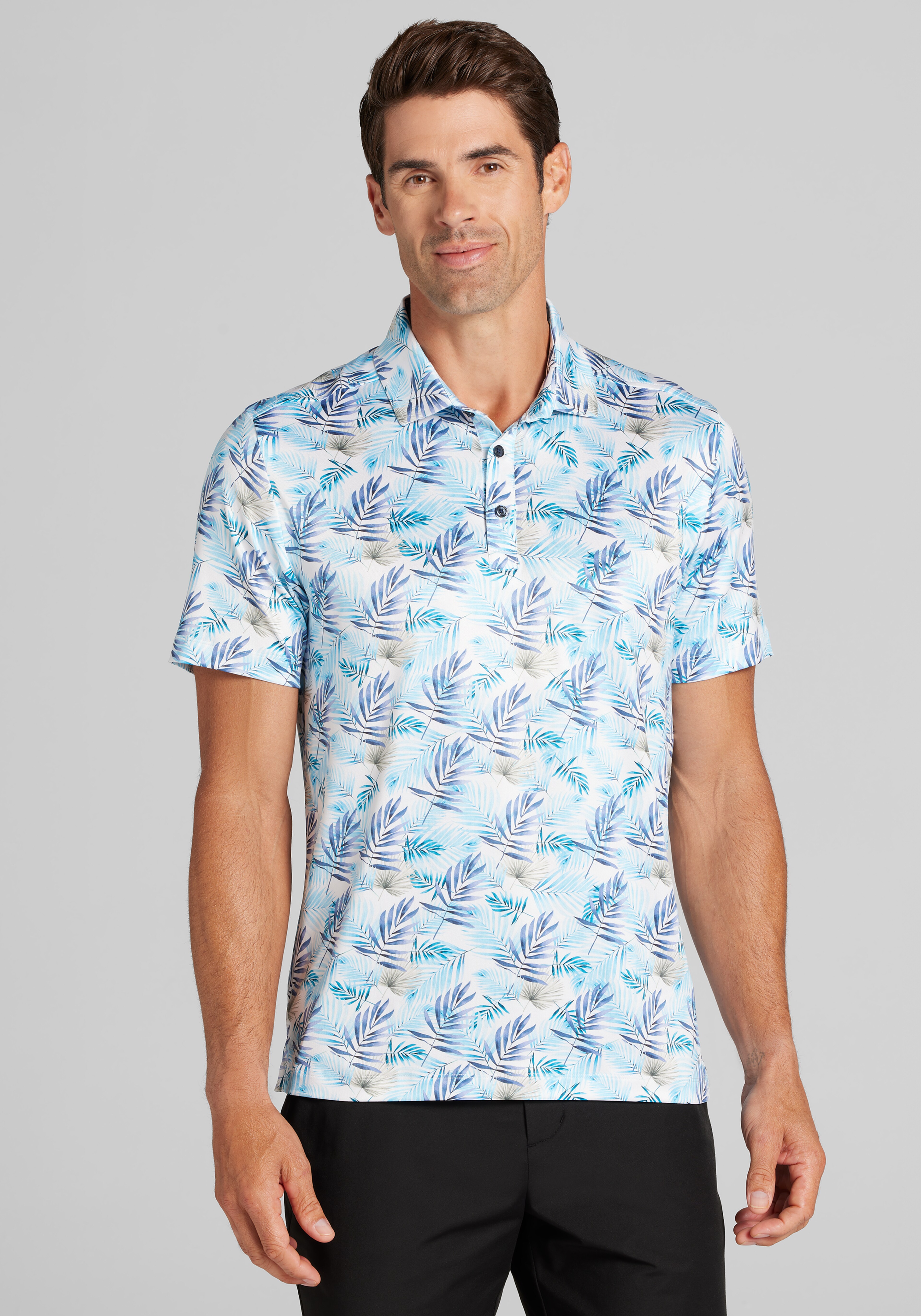 Traveler® Performance Tailored Fit Tropical Leaves Polo CLEARANCE