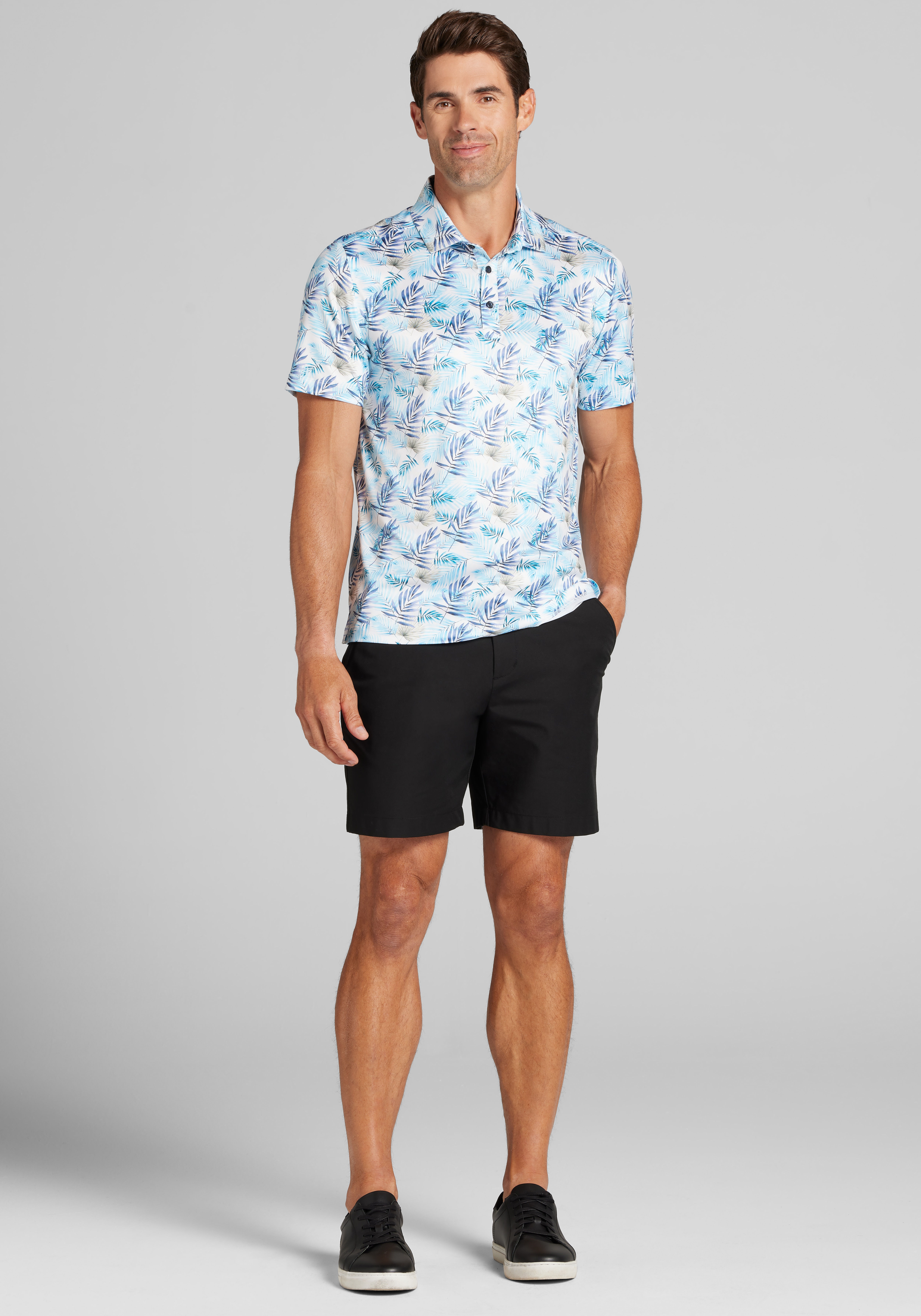 Traveler® Performance Tailored Fit Tropical Leaves Polo