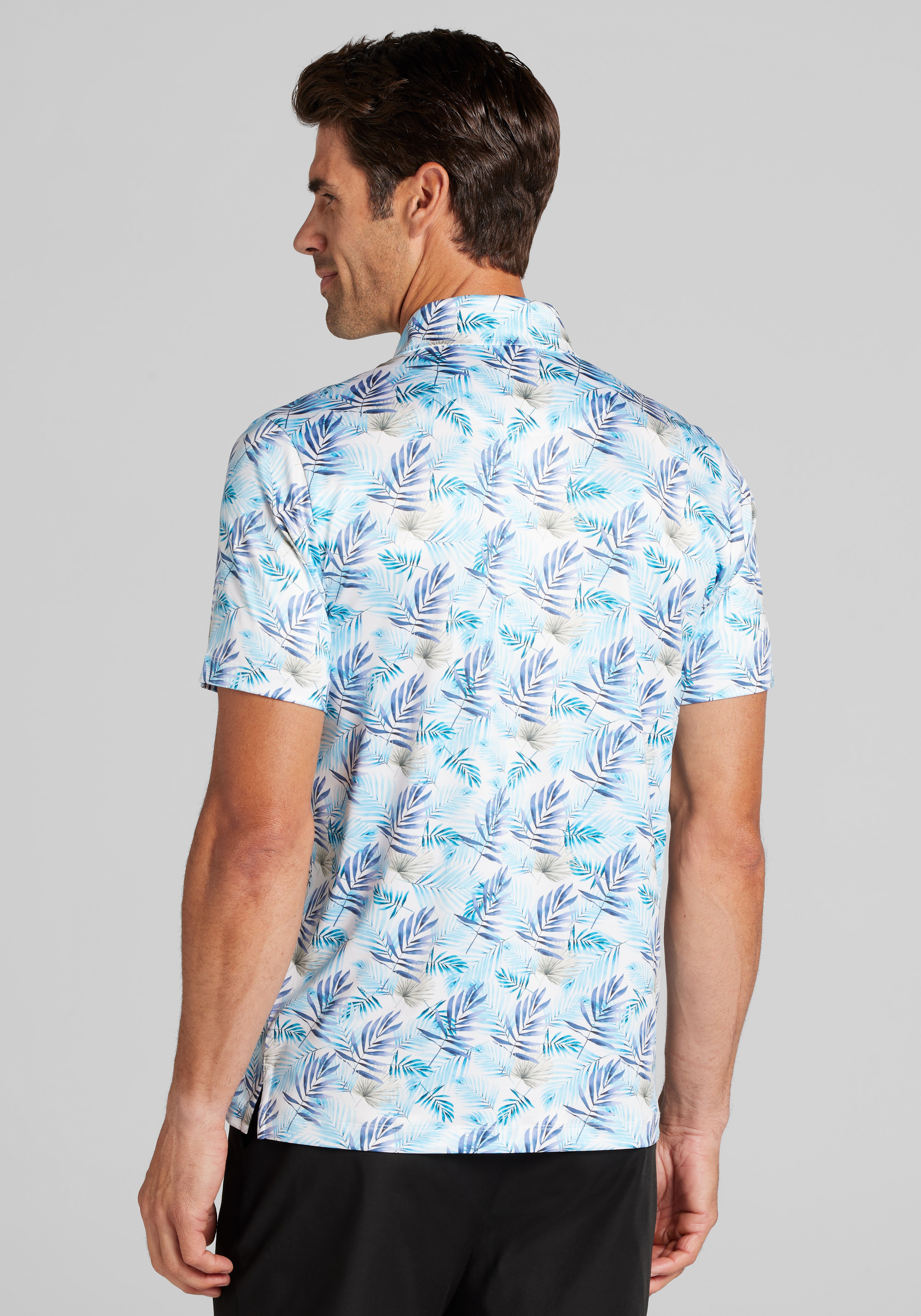 Traveler® Performance Tailored Fit Tropical Leaves Polo CLEARANCE