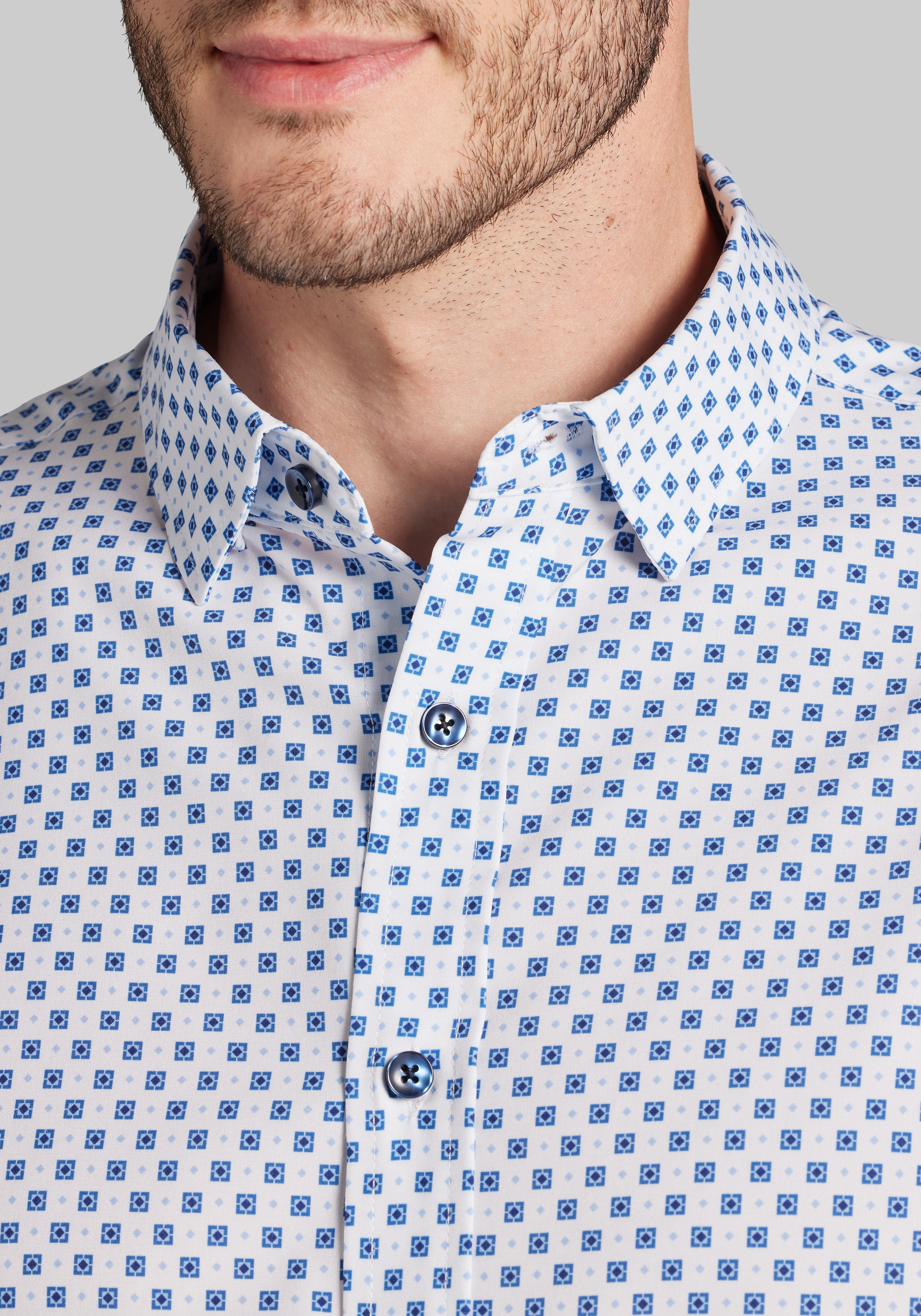 Traveler® COOLMOTION Tailored Fit Diamond Tile 4-Way Stretch Sportshirt