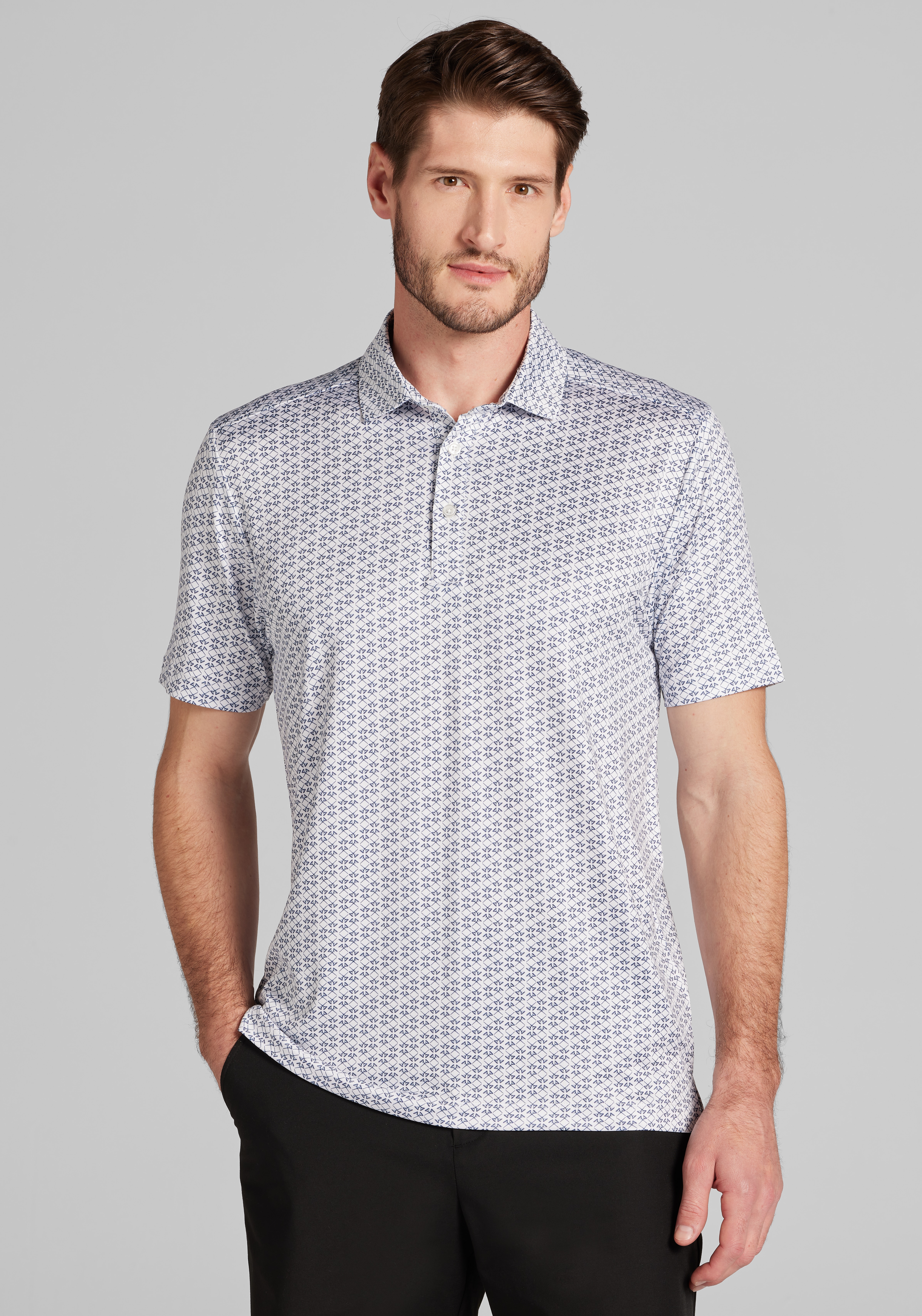 Men's FLYOUT_CATEGORY, Traveler® Performance Tailored Fit Crossed Golf Tees Polo - Big & Tall - Jos A Bank