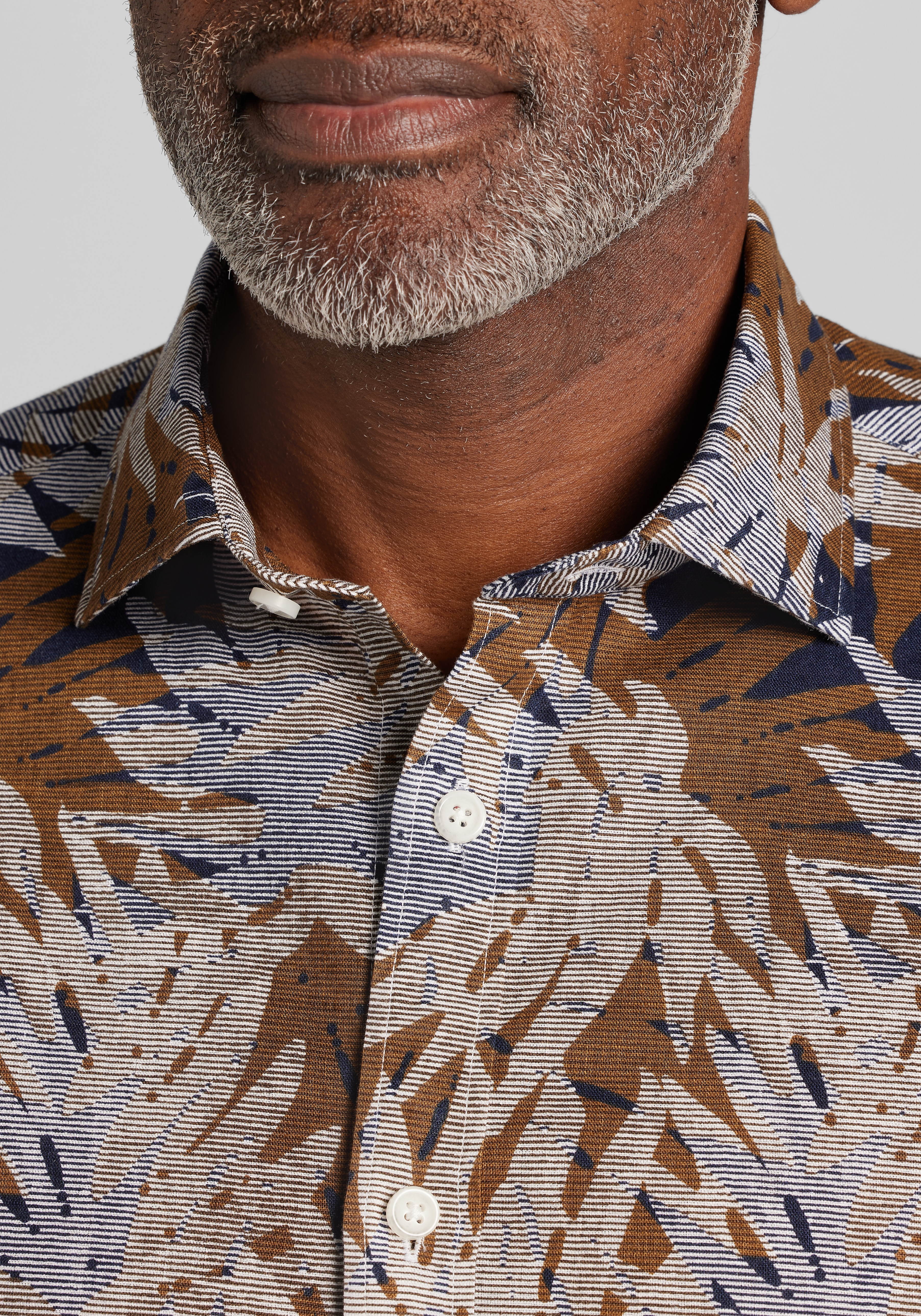 Jos. A. Bank Tailored Fit Large Fern Palm Short Sleeve Sportshirt