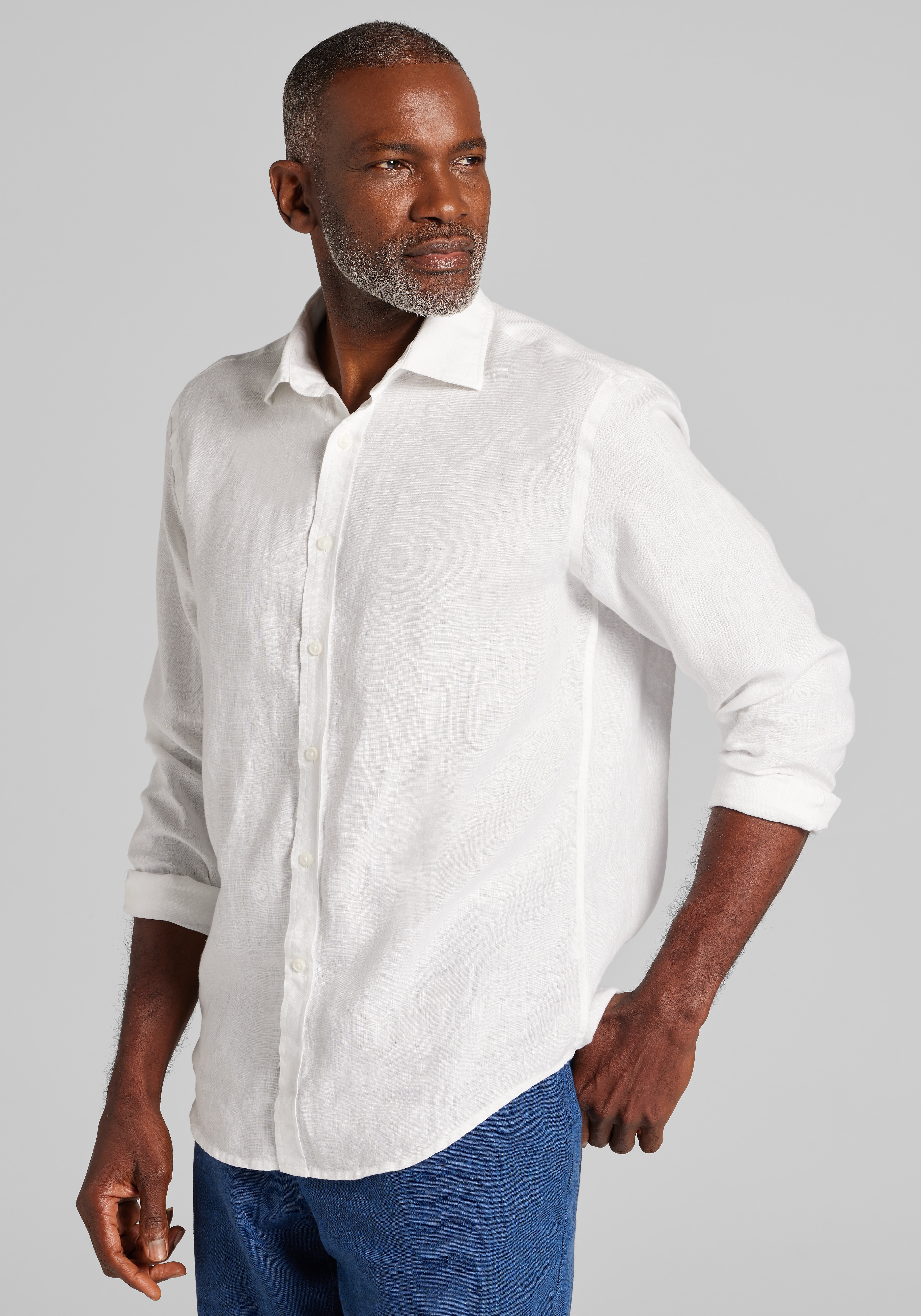 Men's New!, Reserve Collection Tailored Fit Linen Spotshirt - Big & Tall - Jos A Bank