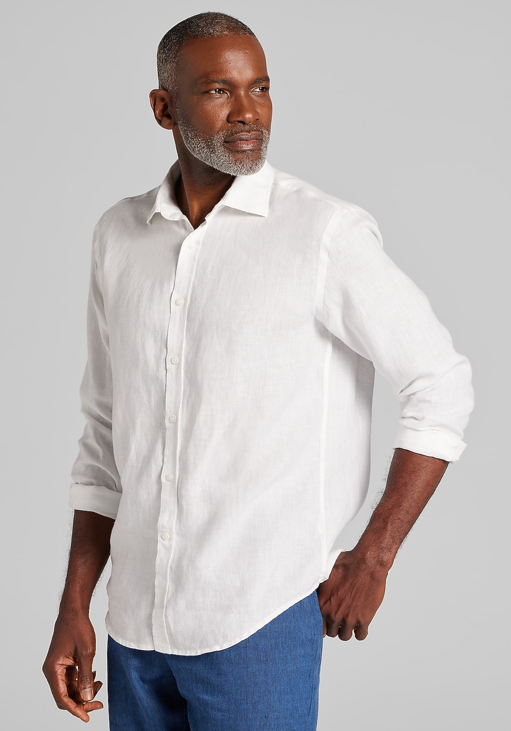 Reserve Collection Tailored Fit Linen Button Up Shirt - Big & Tall