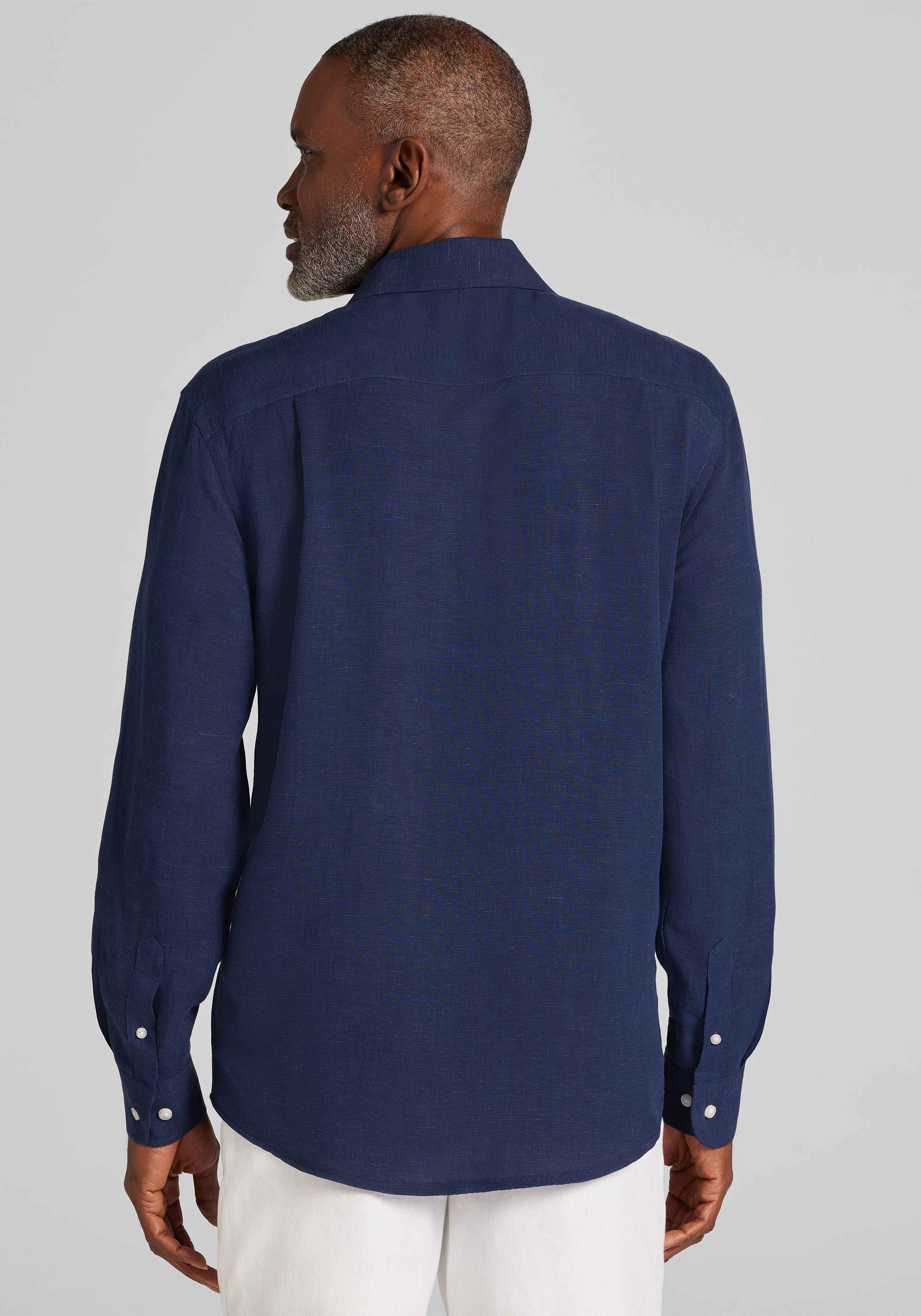 Reserve Collection Tailored Fit Linen Button Up Shirt - Big & Tall CLEARANCE