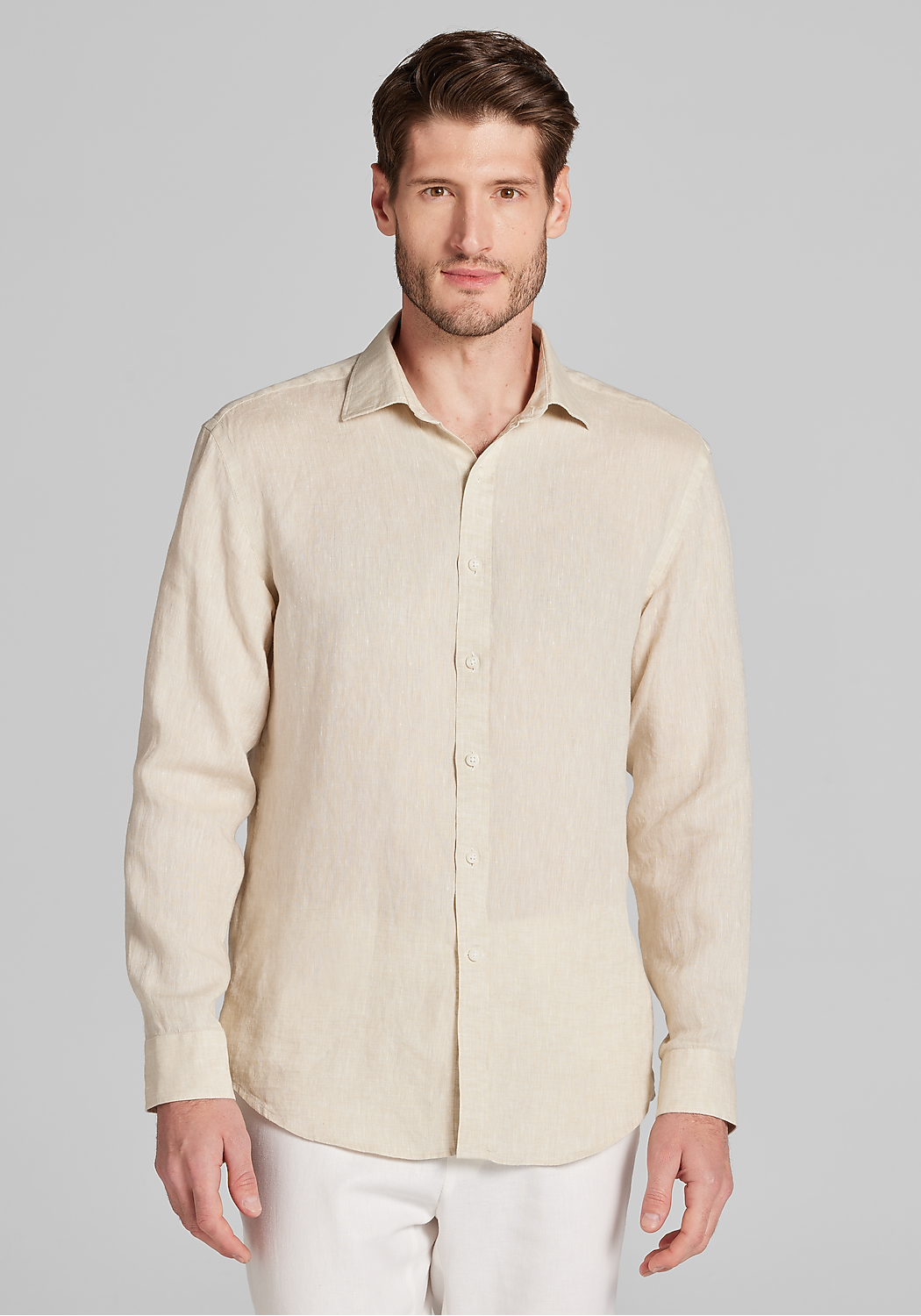 Reserve Collection Tailored Fit Linen Button Up Shirt - Big & Tall CLEARANCE