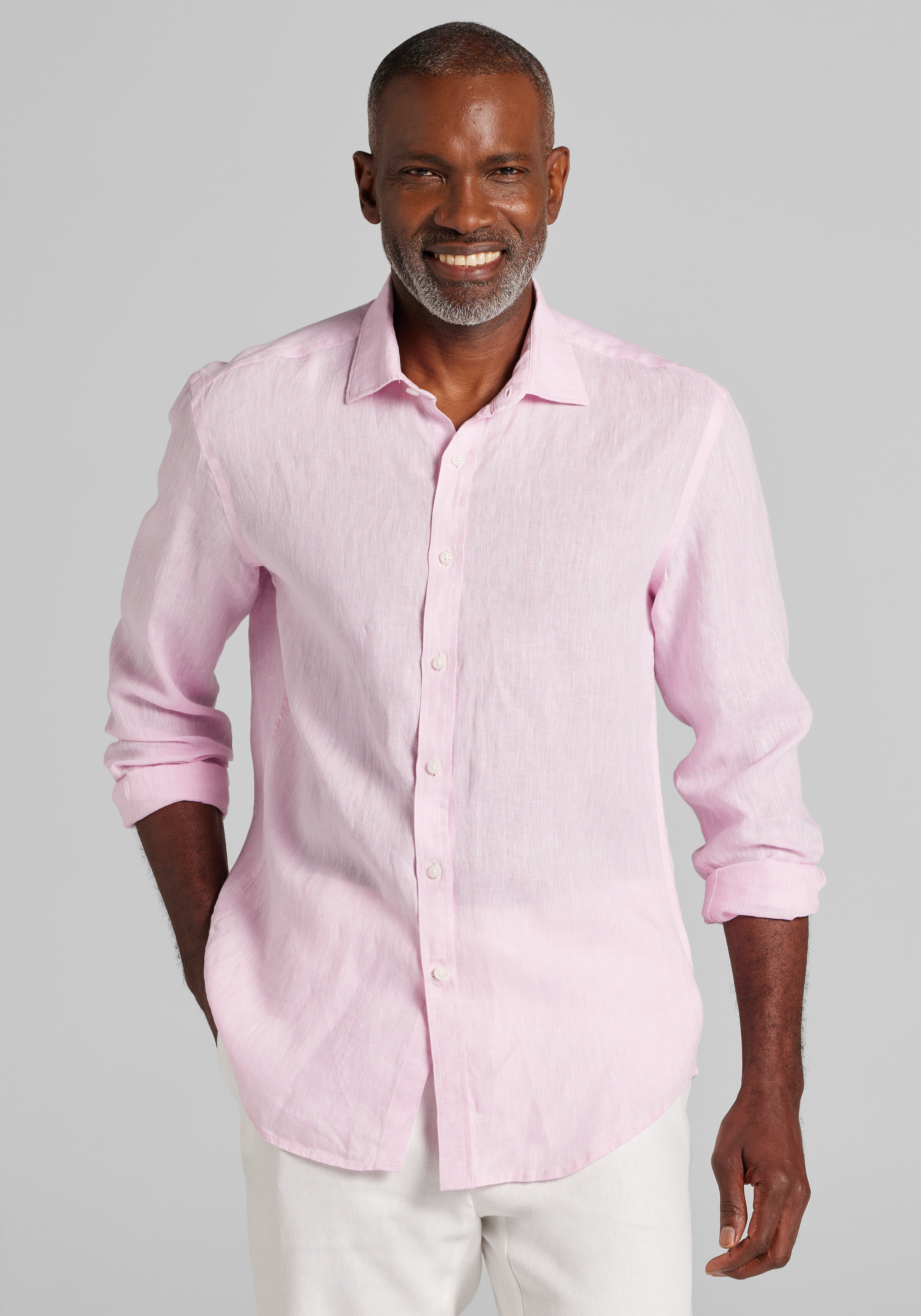 Reserve Collection Tailored Fit Linen Spotshirt