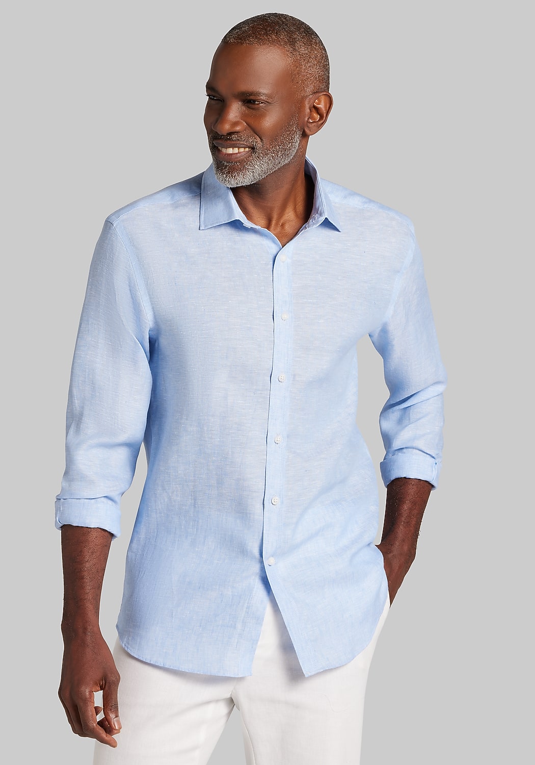 Reserve Collection Tailored Fit Linen Button Up Shirt - Big & Tall