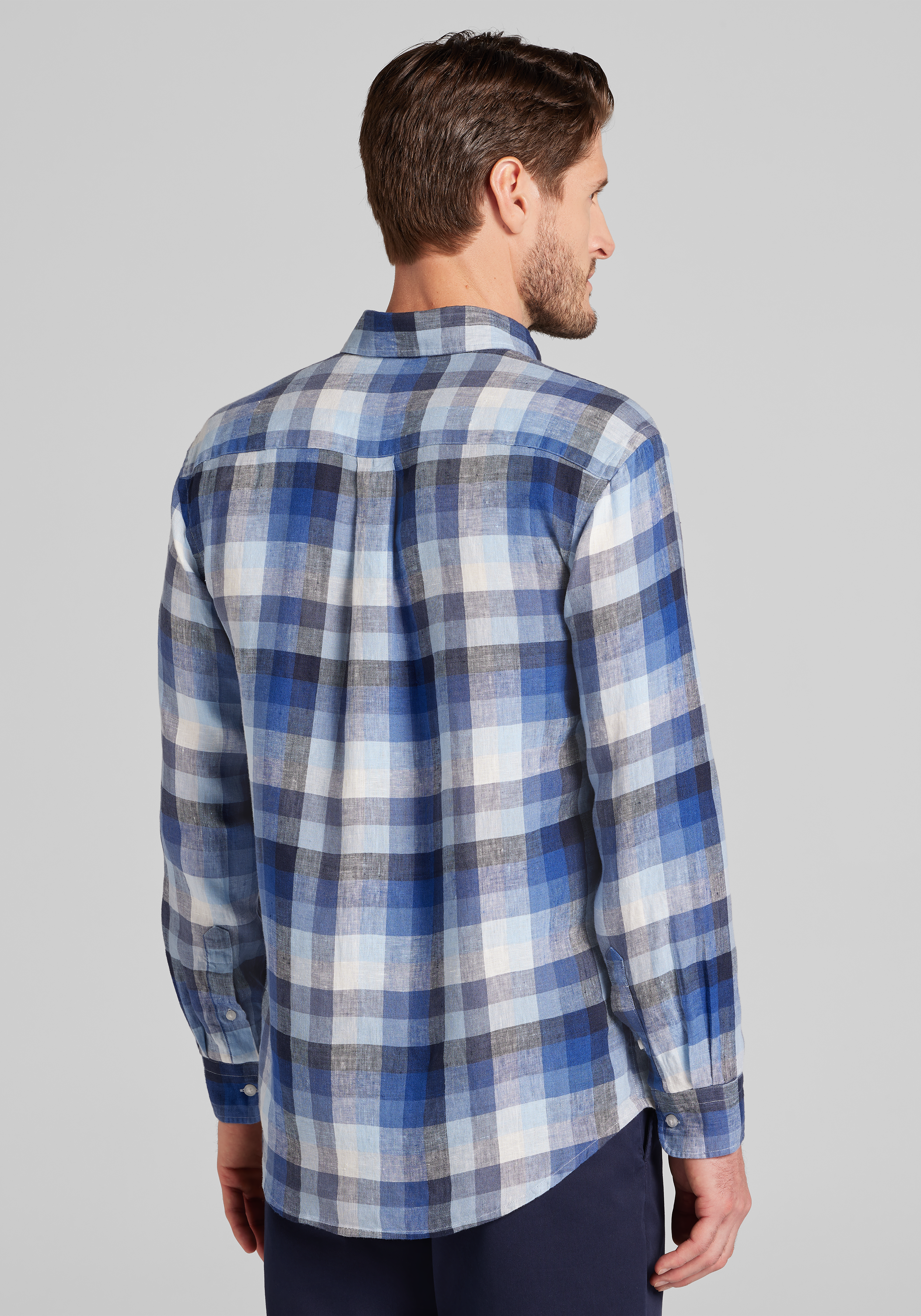 Reserve Collection Tailored Fit Tonal Check Linen Sportshirt