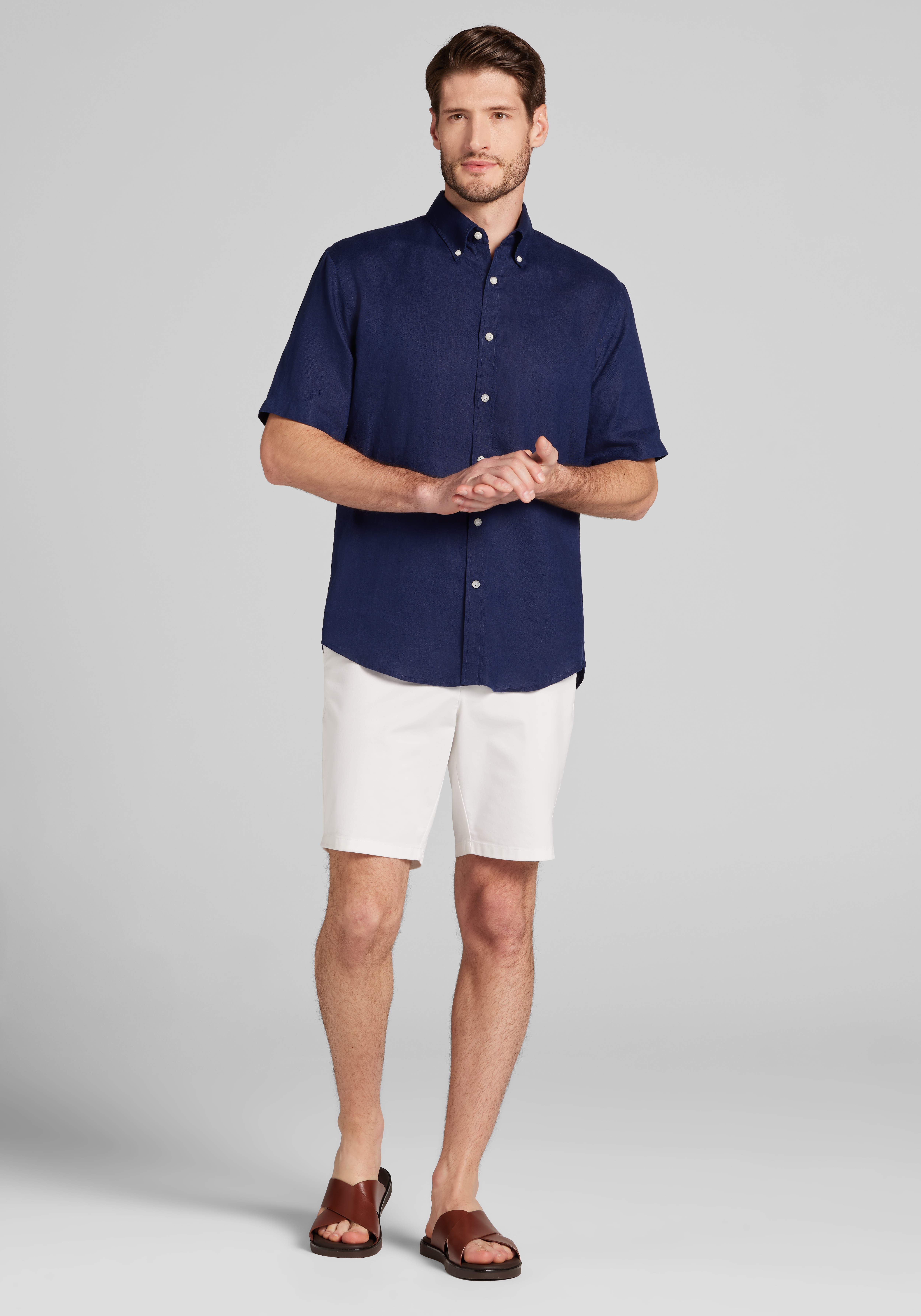 Reserve Collection Tailored Fit Linen Short Sleeve Sportshirt
