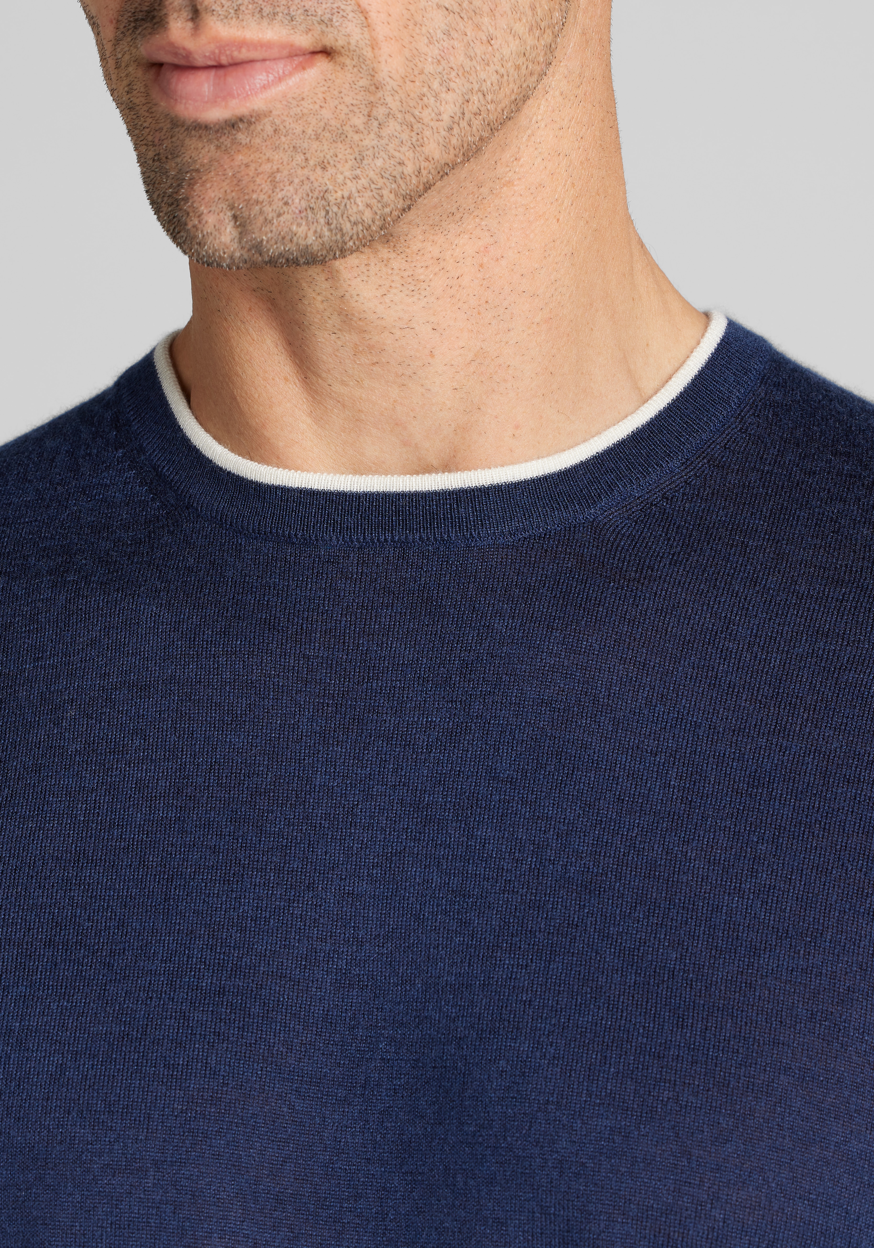 Reserve Collection Tailored Fit Tipped Crew Neck Sweater